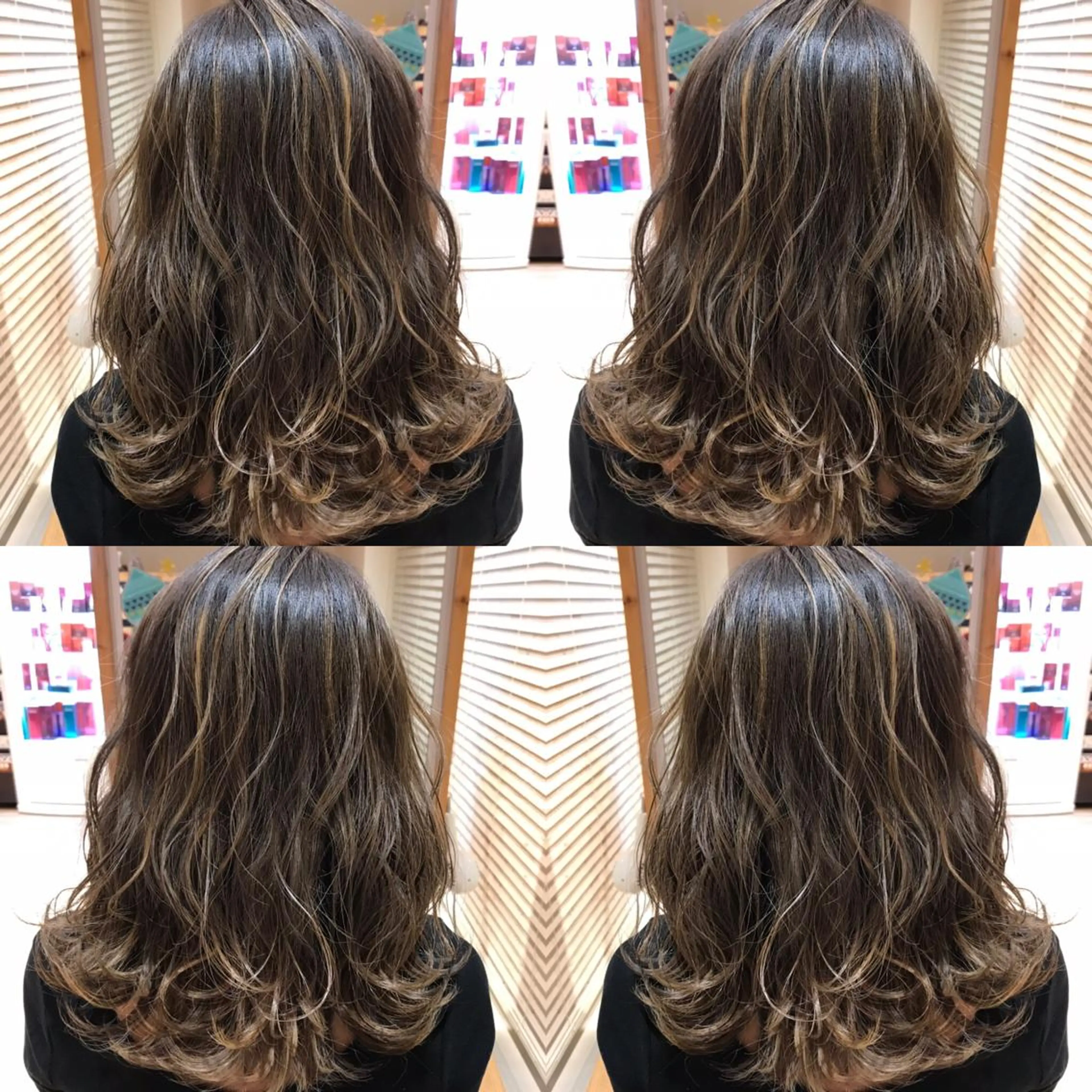 ミディアム カラー ハイライトカラー ハイライト ヘアカラー 大久保 隆蔵のヘアスタイル