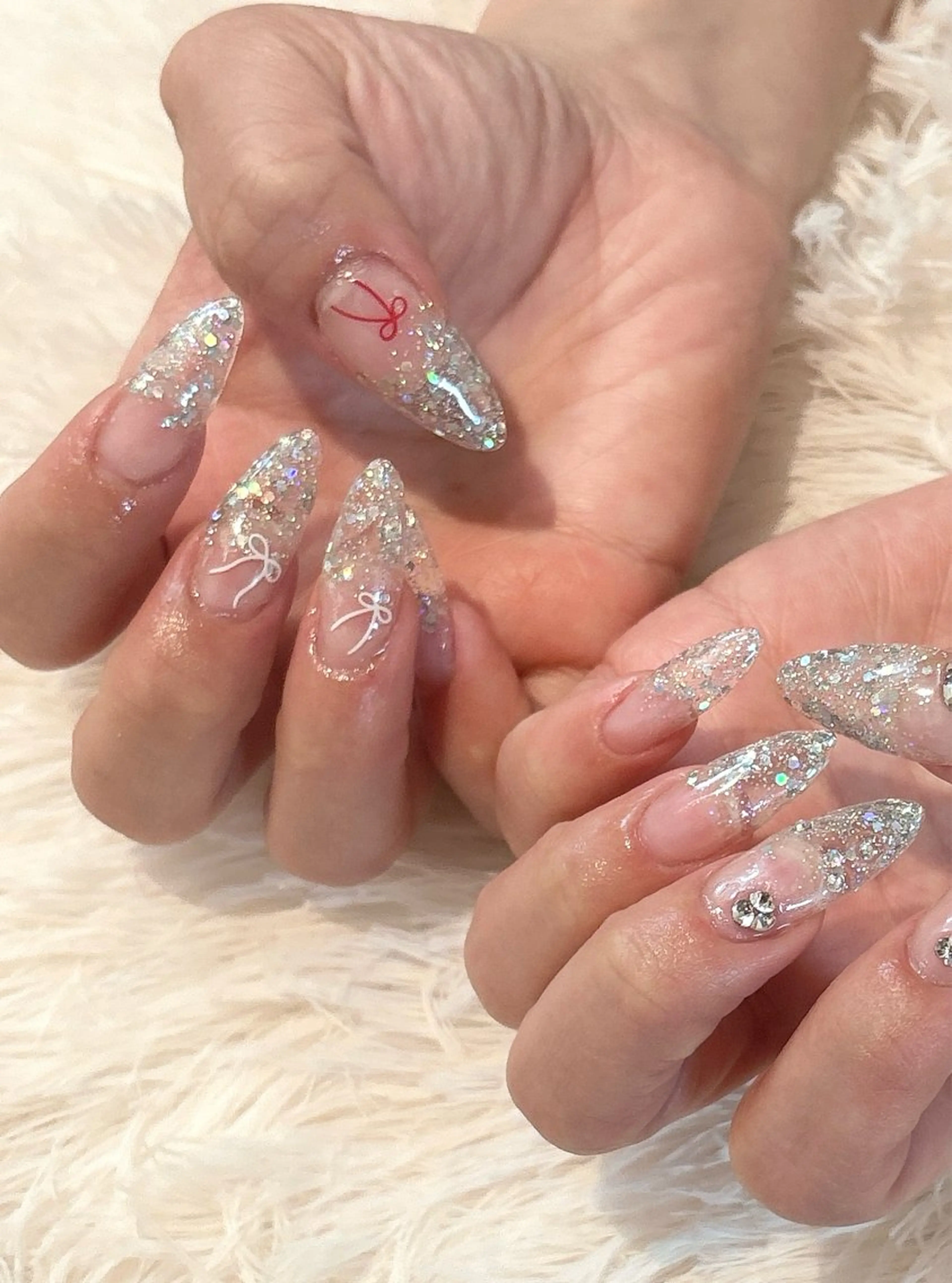 ネイル グラデーション ラメ(グリッター) ラメグラデーション ワンカラーネイル ハンドネイル nail salon はるりのネイルデザイン