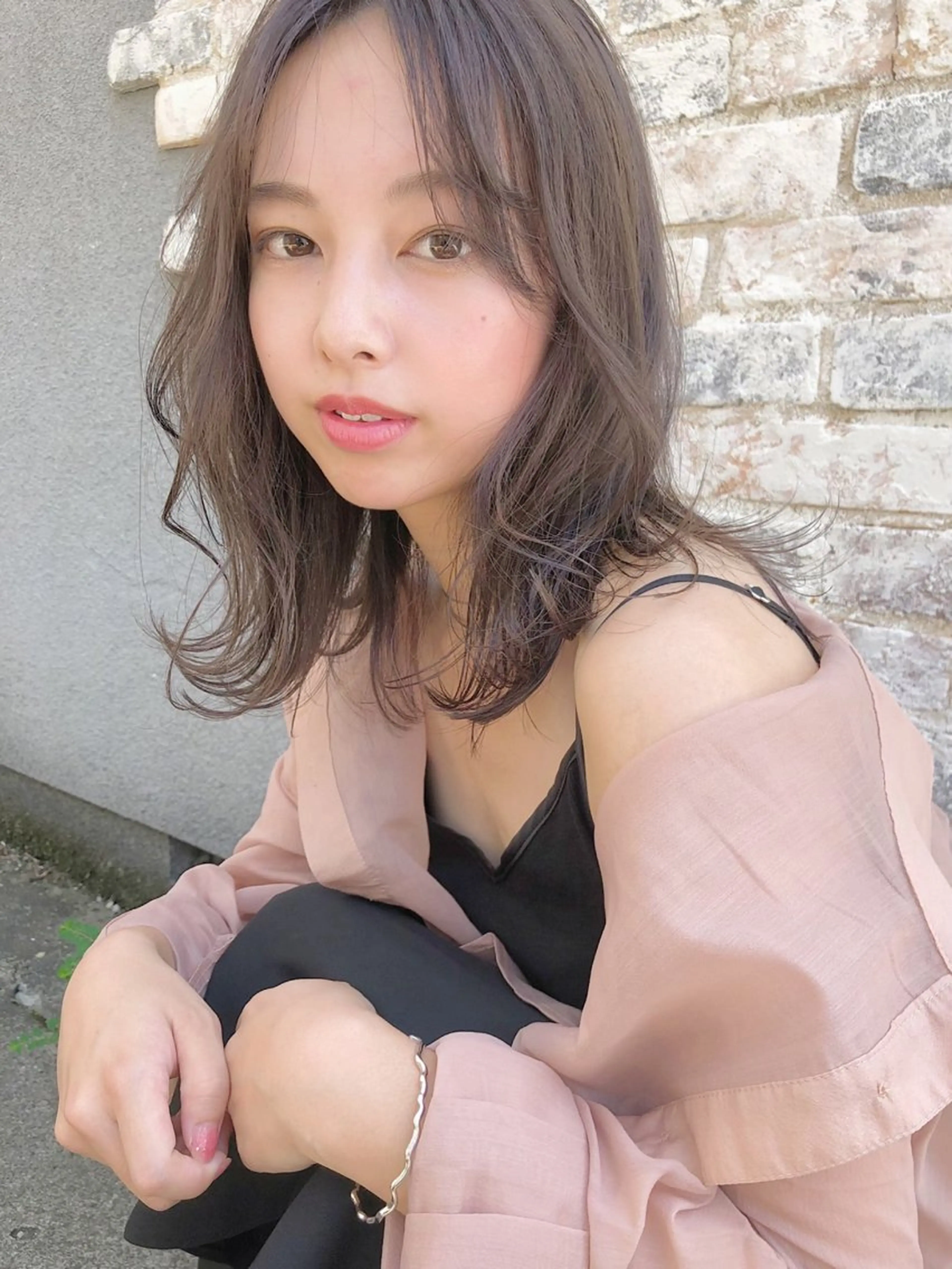 ミディアム ボブ 髪質改善 レイヤーカット 小顔カット 縮毛矯正 鈴木早記　insta →saki_03sのヘアスタイル