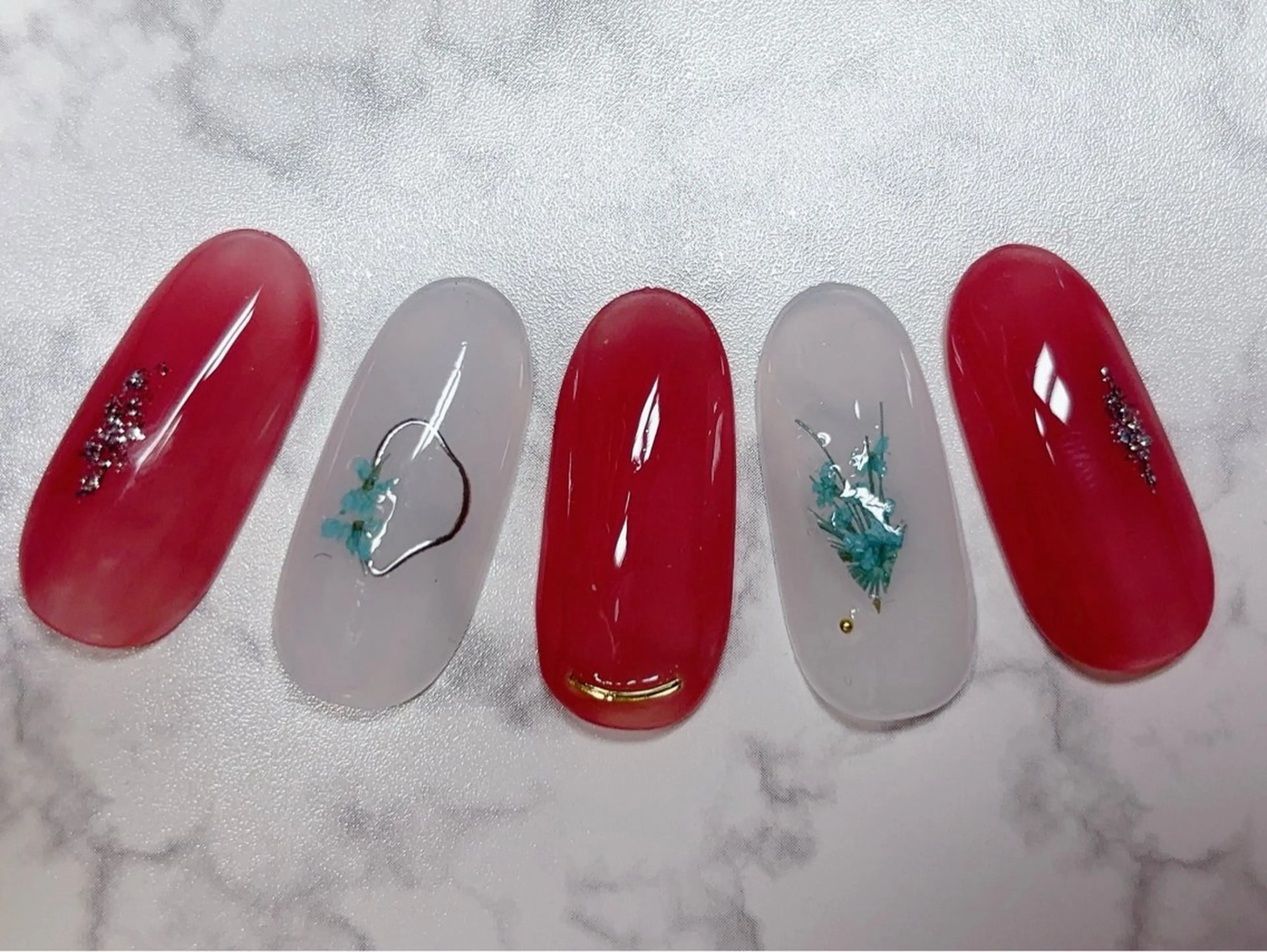 ネイル ハンドネイル H3 Nail Tsuki🦋💙のネイルデザイン