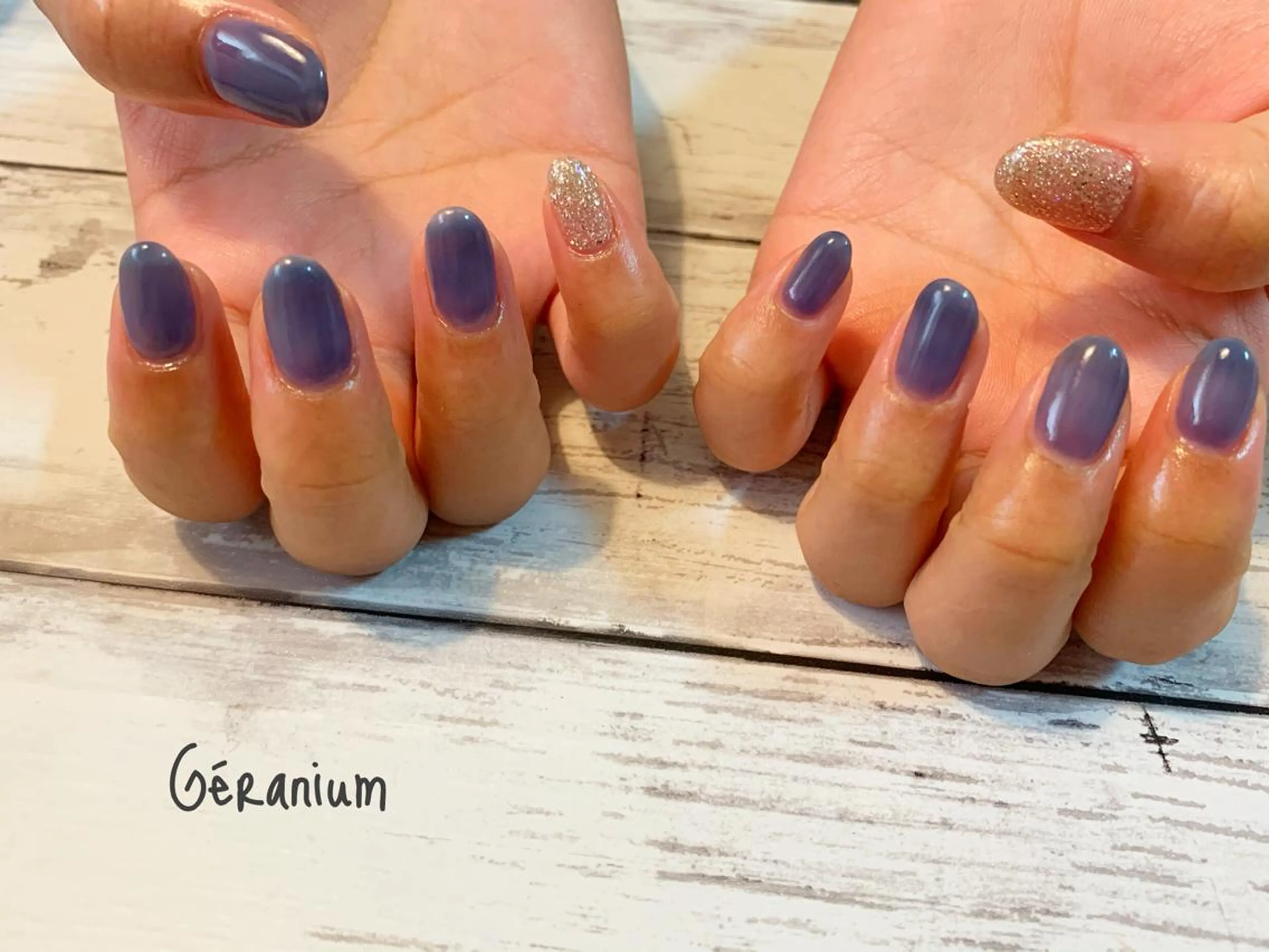 ネイル ラメ(グリッター) ハンドネイル GéRanium Harukaのネイルデザイン