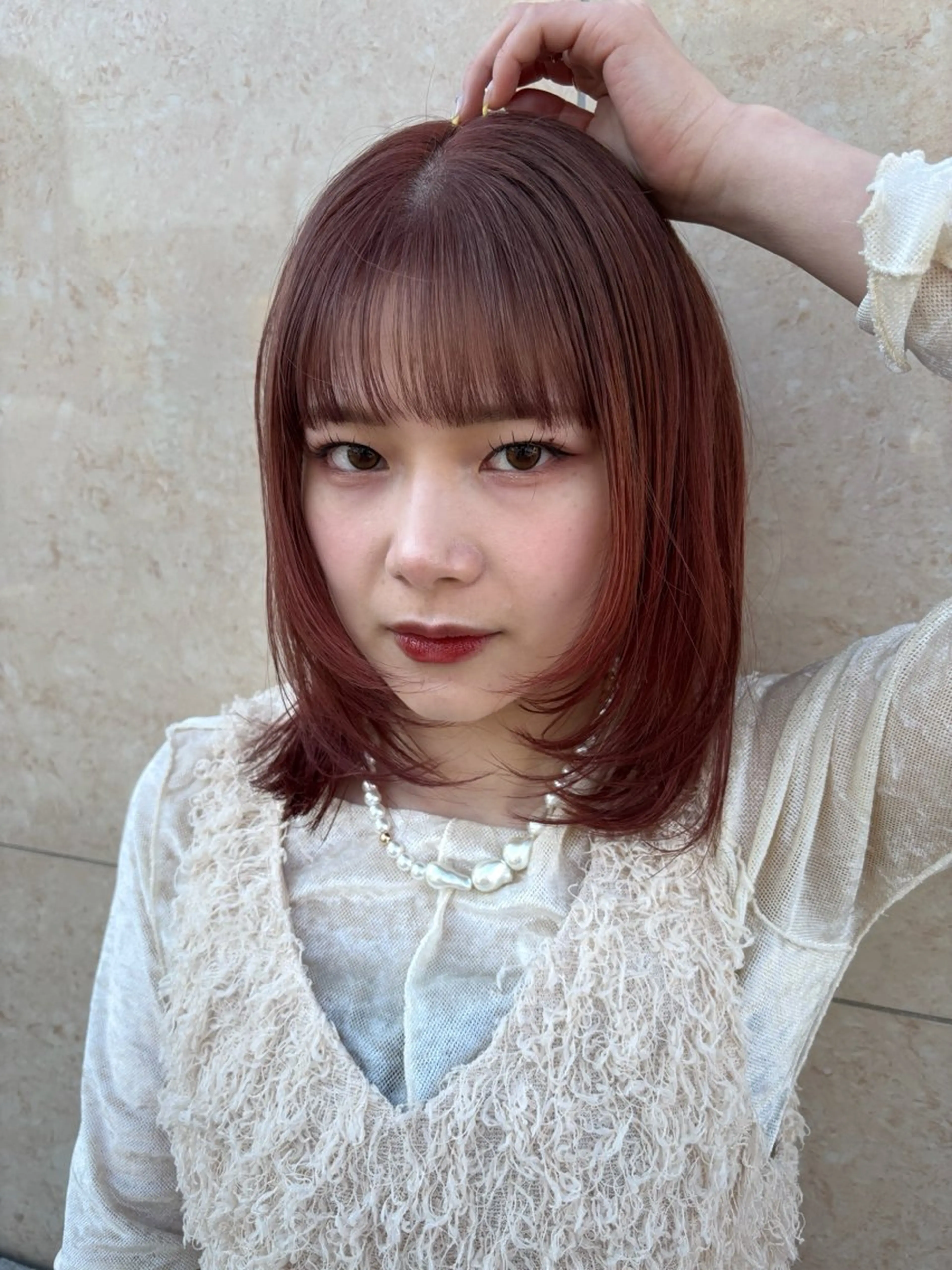 ミディアム 顔まわりレイヤー 顔周りカット レイヤーカット 『大西　陸』 透明感color🔆のヘアスタイル