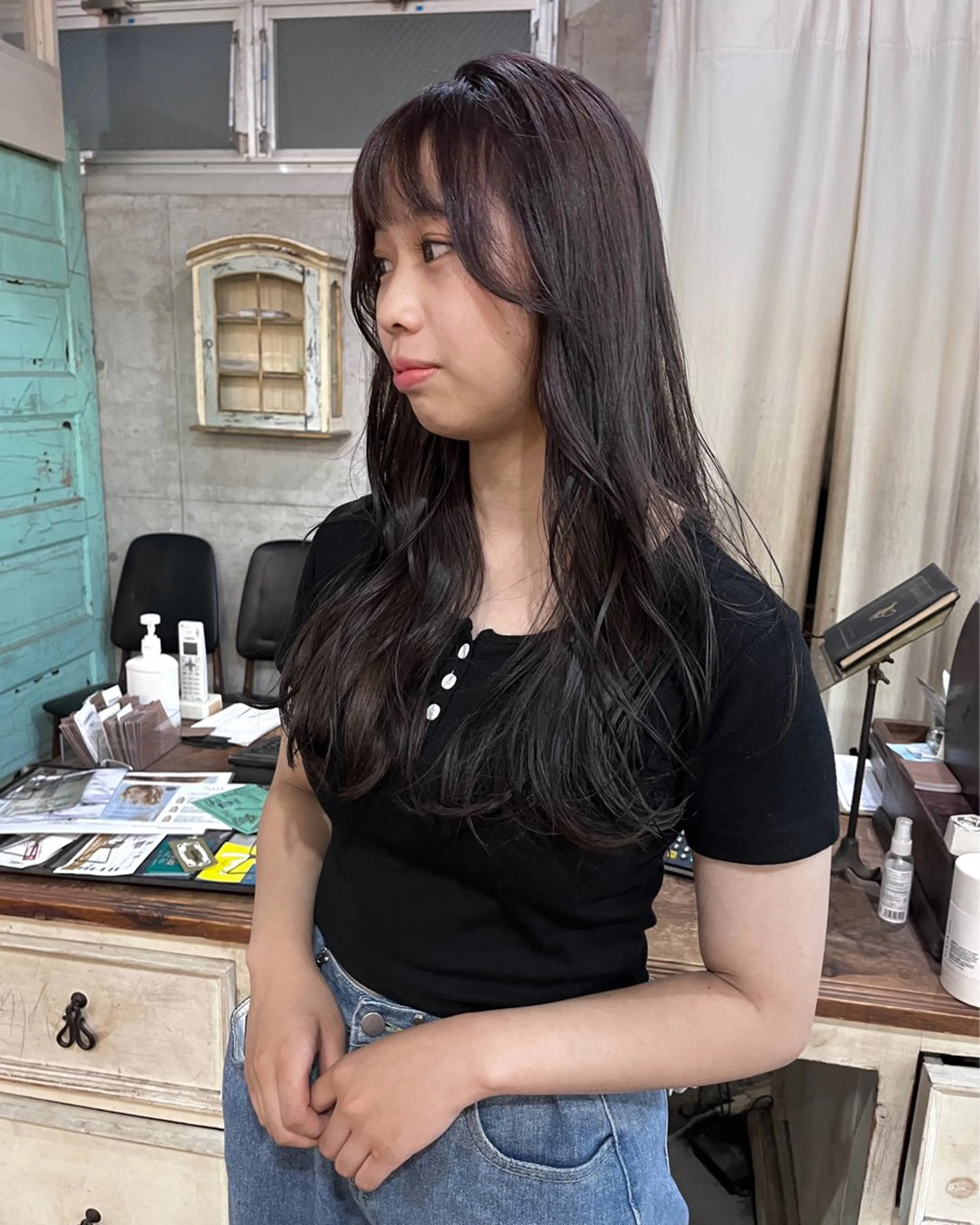 ロング カラー パーマ ヘアアレンジ キッズ デザインパーマ メンズカット 郁美のヘアスタイル