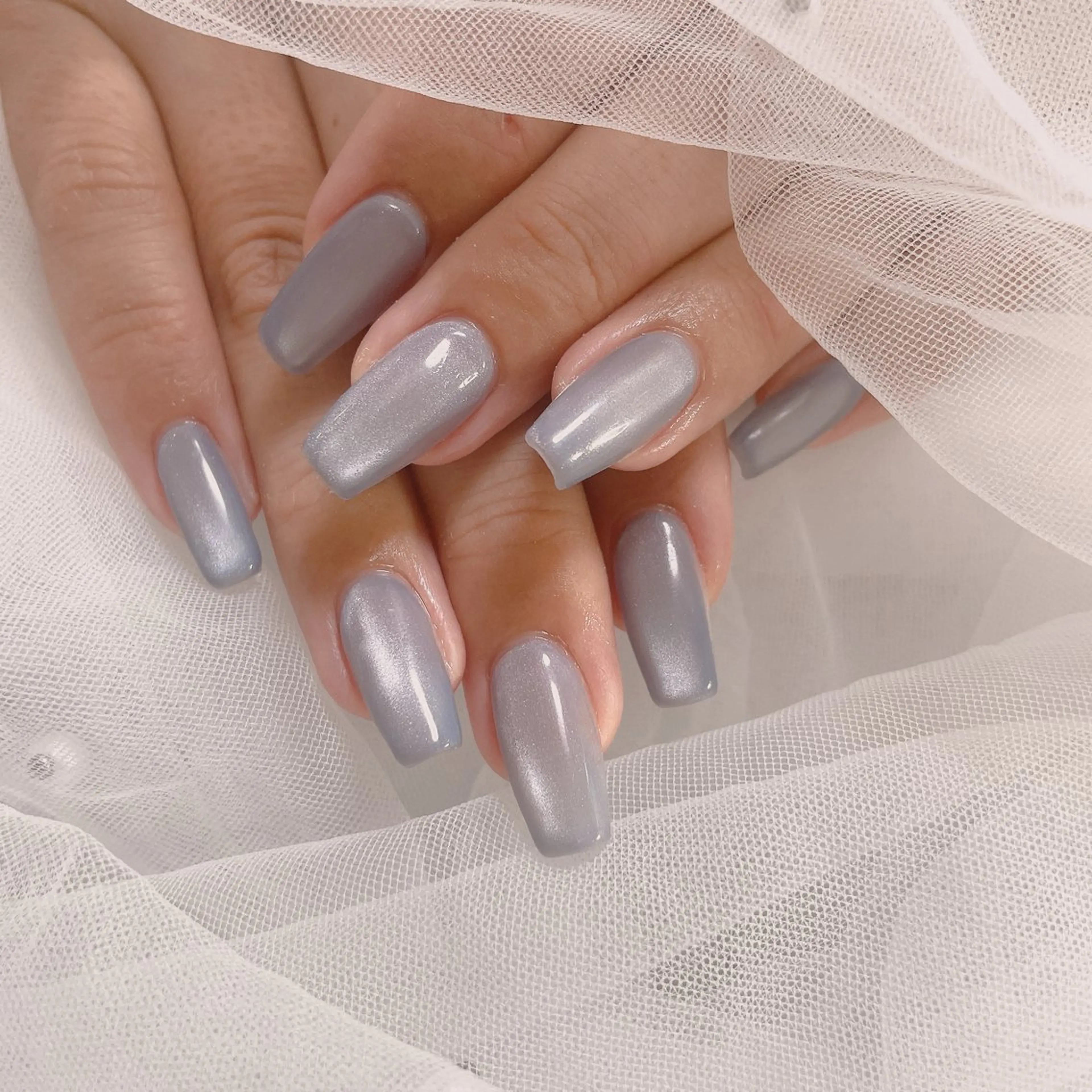 ネイル ブルー マグネットネイル ショートネイル ハンドネイル ネイルサロン なっちゃん(古千谷)のネイルデザイン