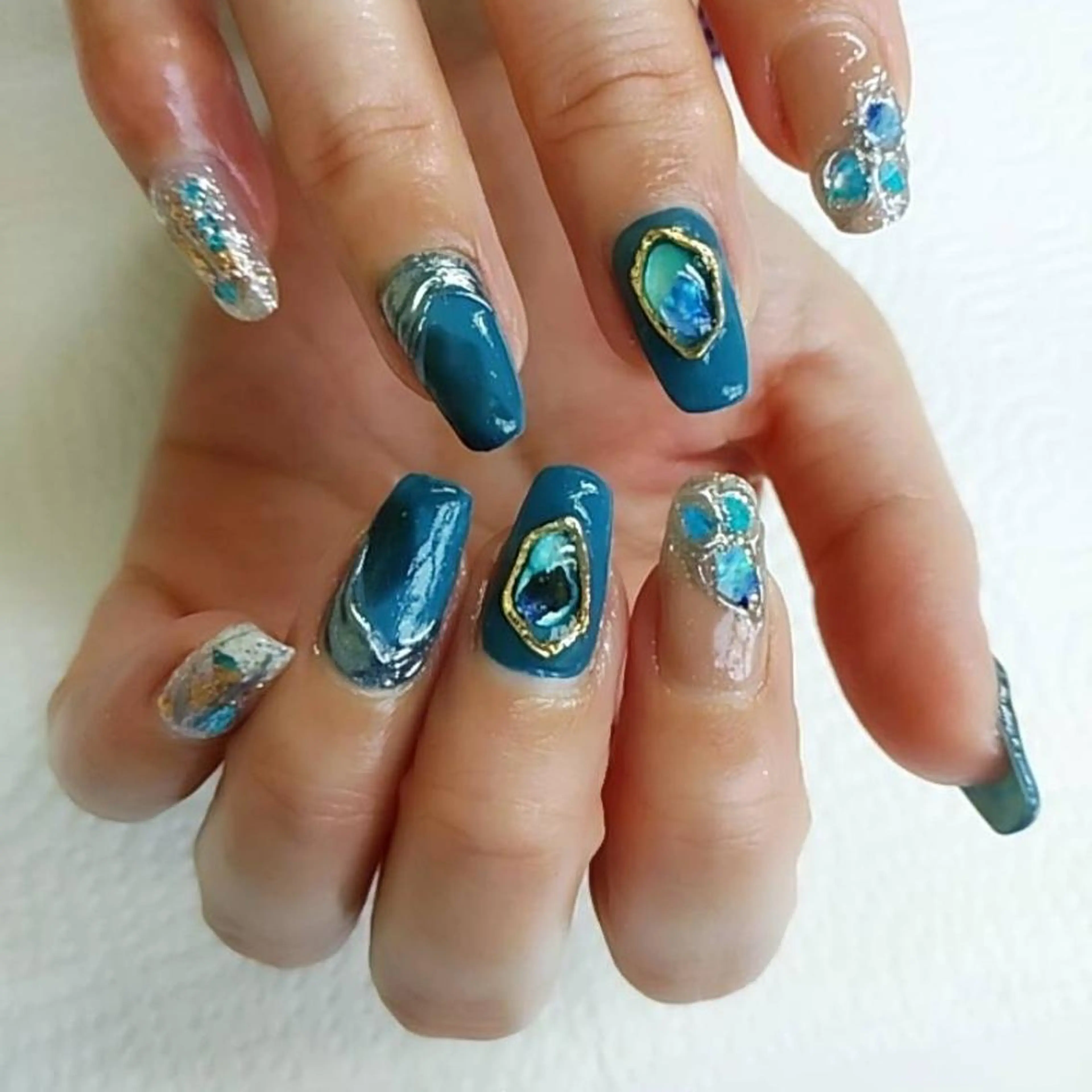 ネイル ブルー 夏ネイル プライベートサロン Rosy Lilyのネイルデザイン
