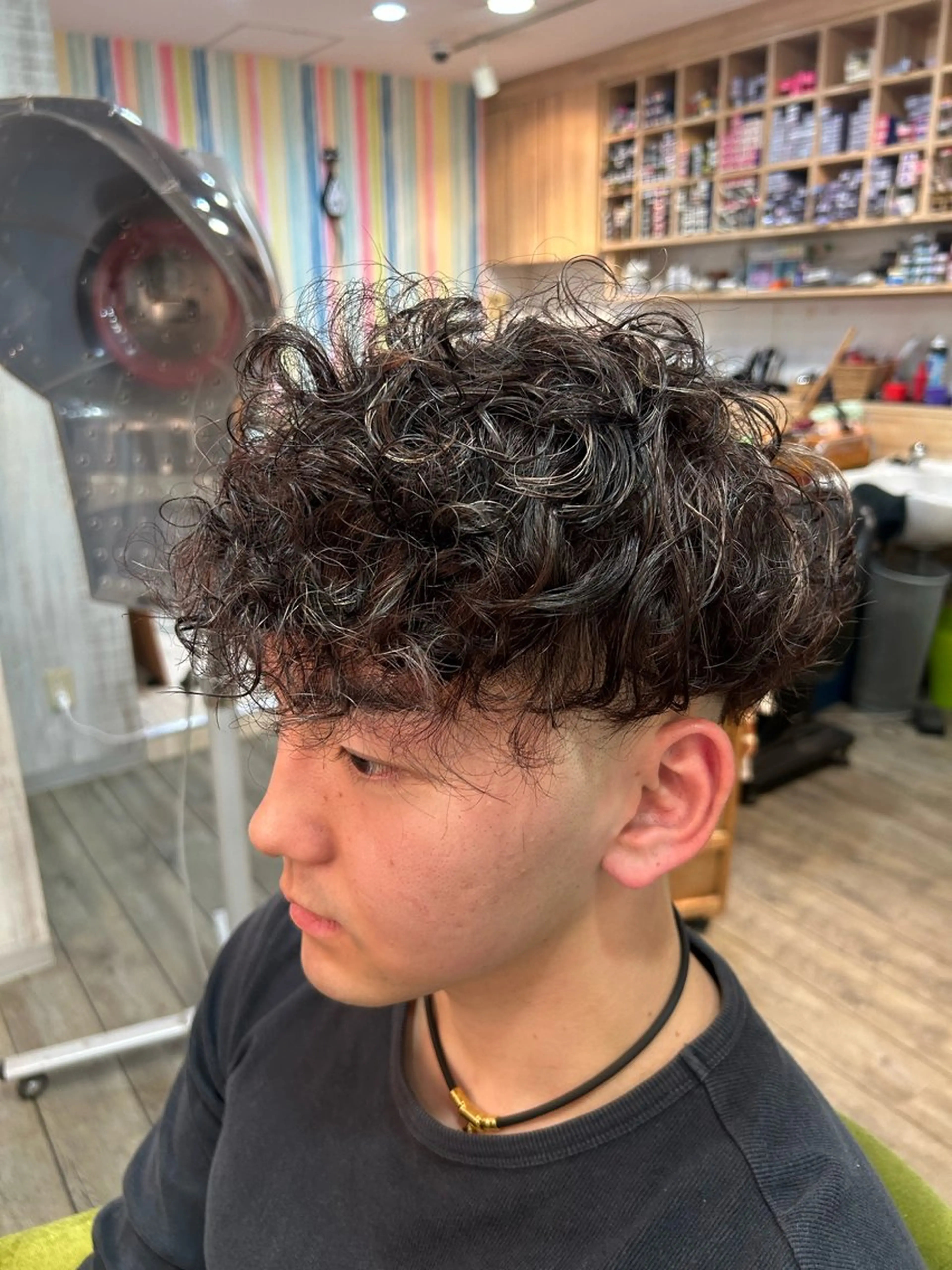 パーマ メンズ スペインカール カット パーマ 西院LOOP sayakaのヘアスタイル