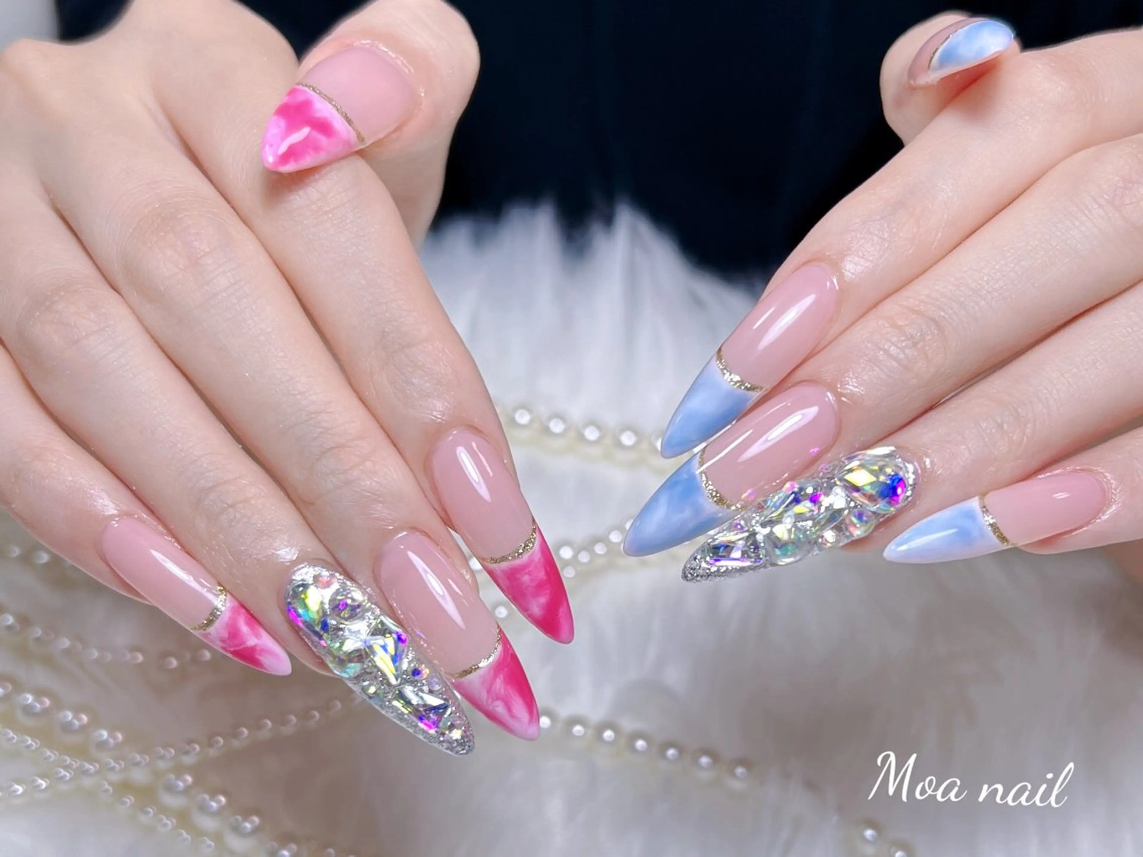 ネイル 長さ出し スカルプネイル ワンホンネイル ハンドネイル Moa nailのネイルデザイン