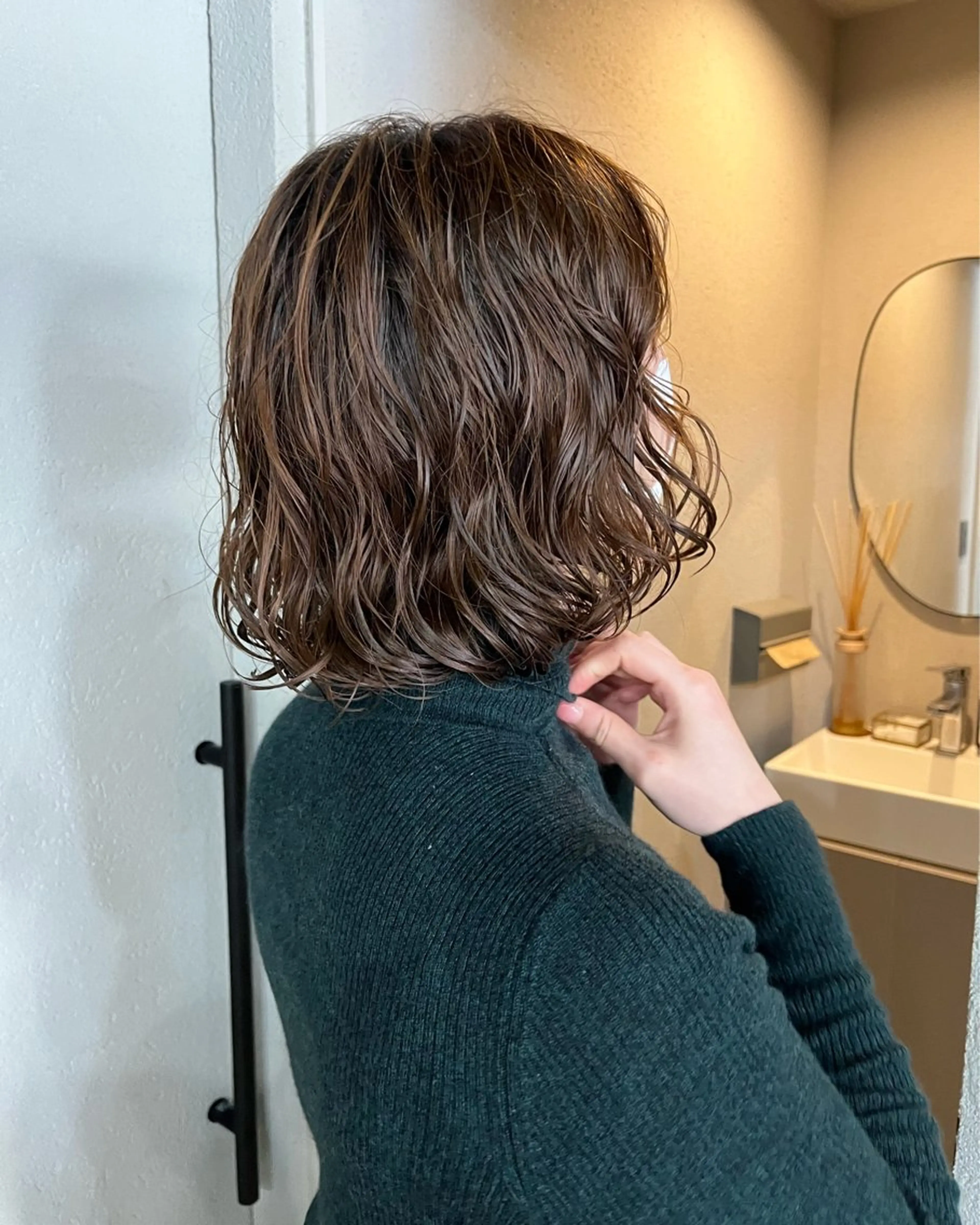 ミディアム カラー パーマ カット パーマ 表参道🌿赤み消し カラー/チナツのヘアスタイル