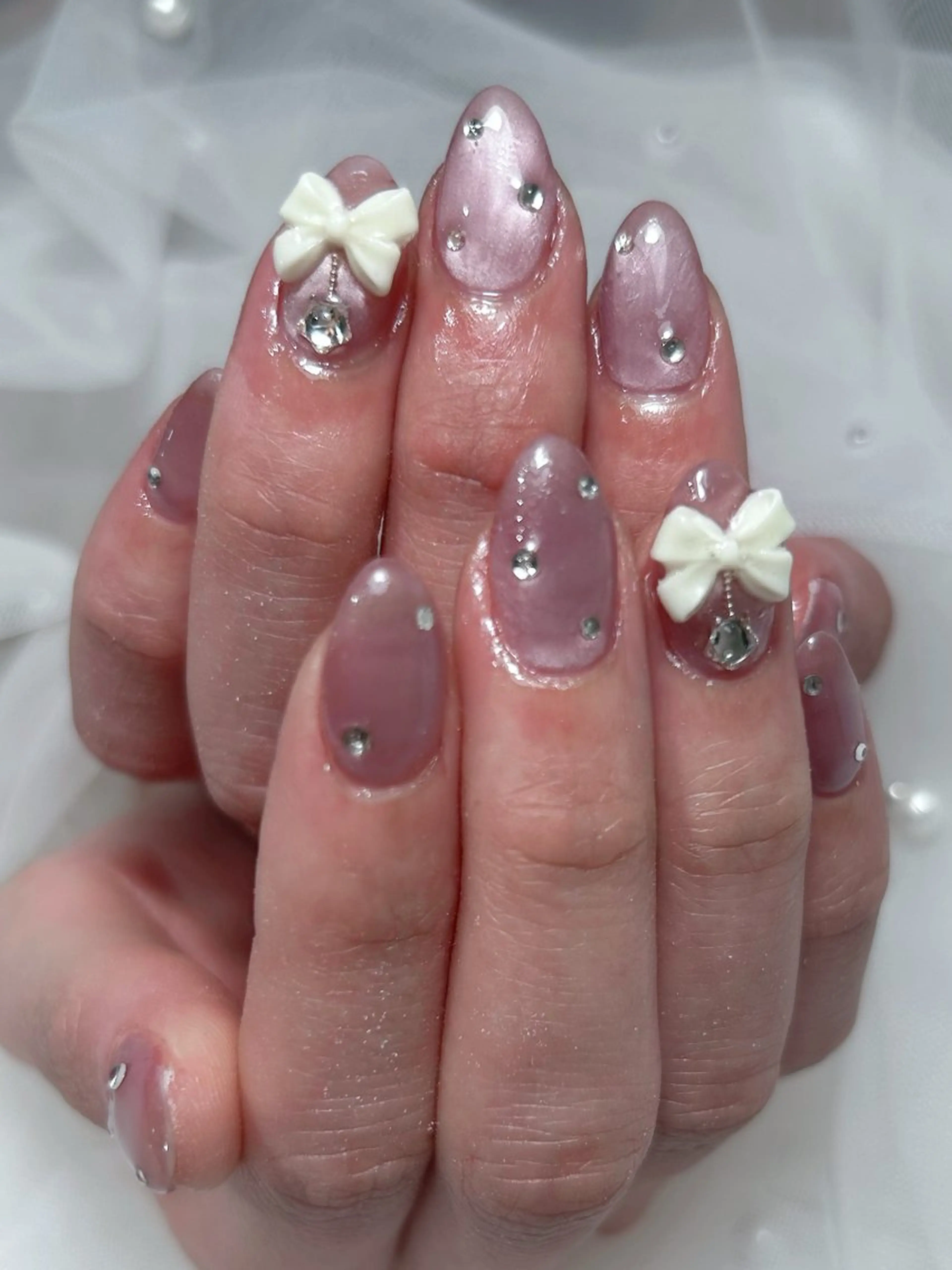 ネイル アートネイル 桜ネイル フレンチネイル ガラスフレンチ グラデーション 🌈 Laule'aのネイルデザイン