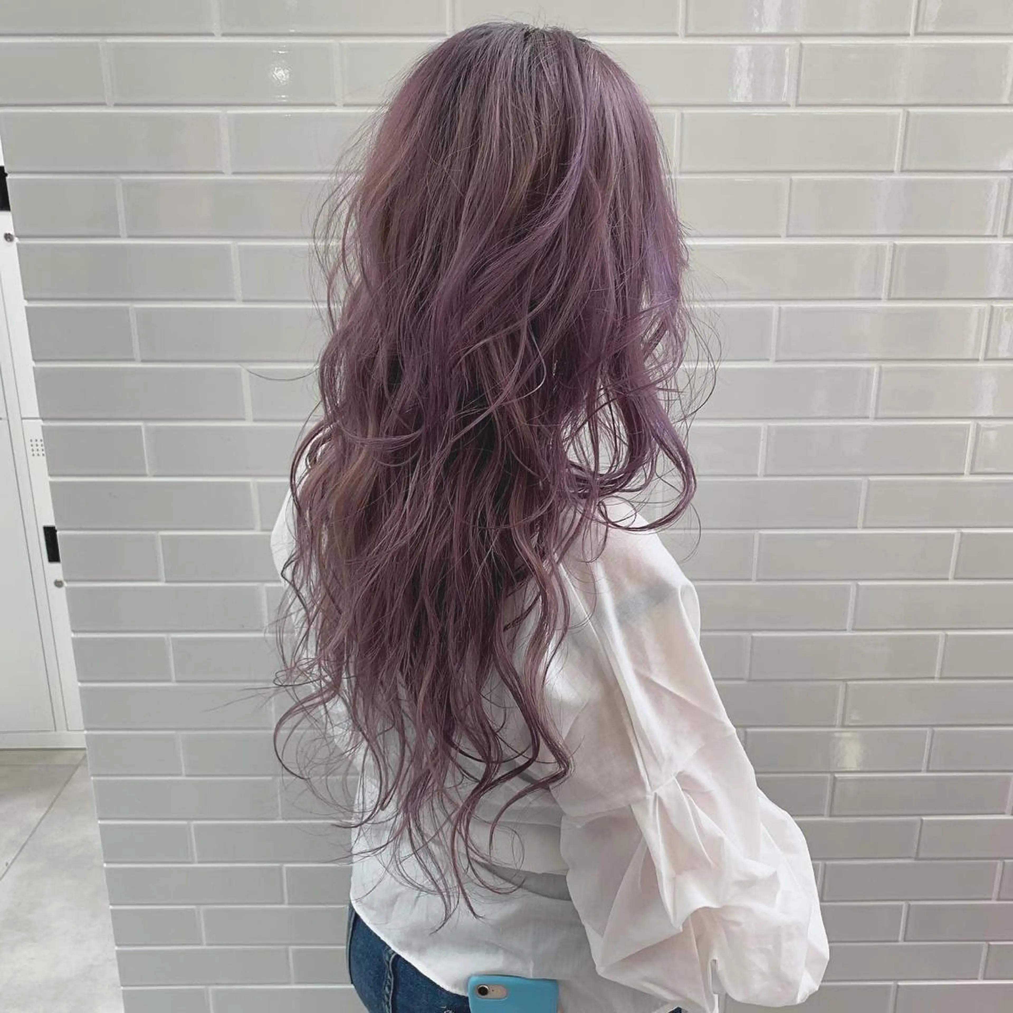 ロング カラー パープルカラー インナーカラー/天神 ブリーチ/吉田のヘアスタイル