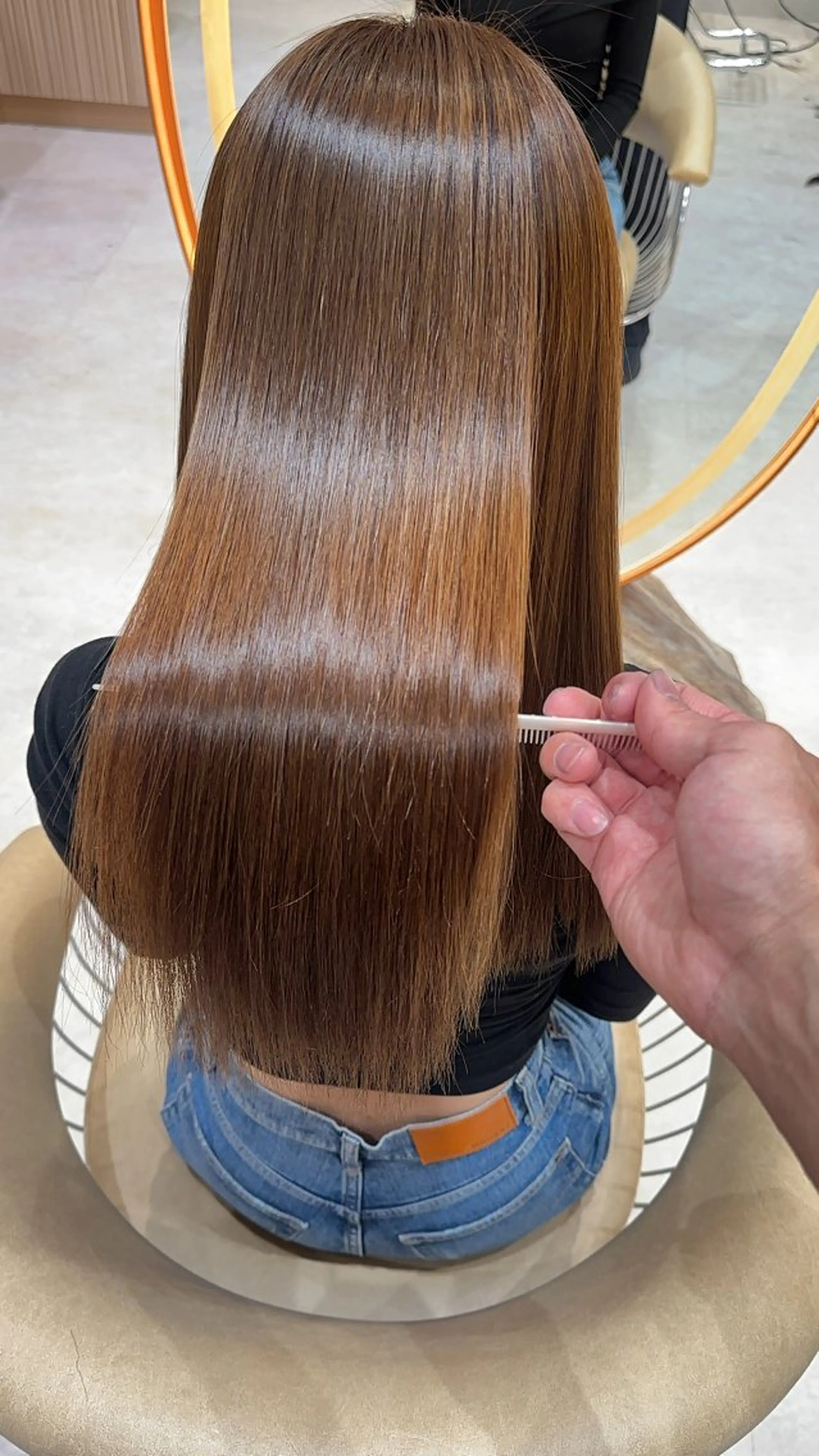 セミロング カラー カット ヘアカラー 縮毛矯正 レイヤー❣️縮毛矯 川村利幸のヘアスタイル