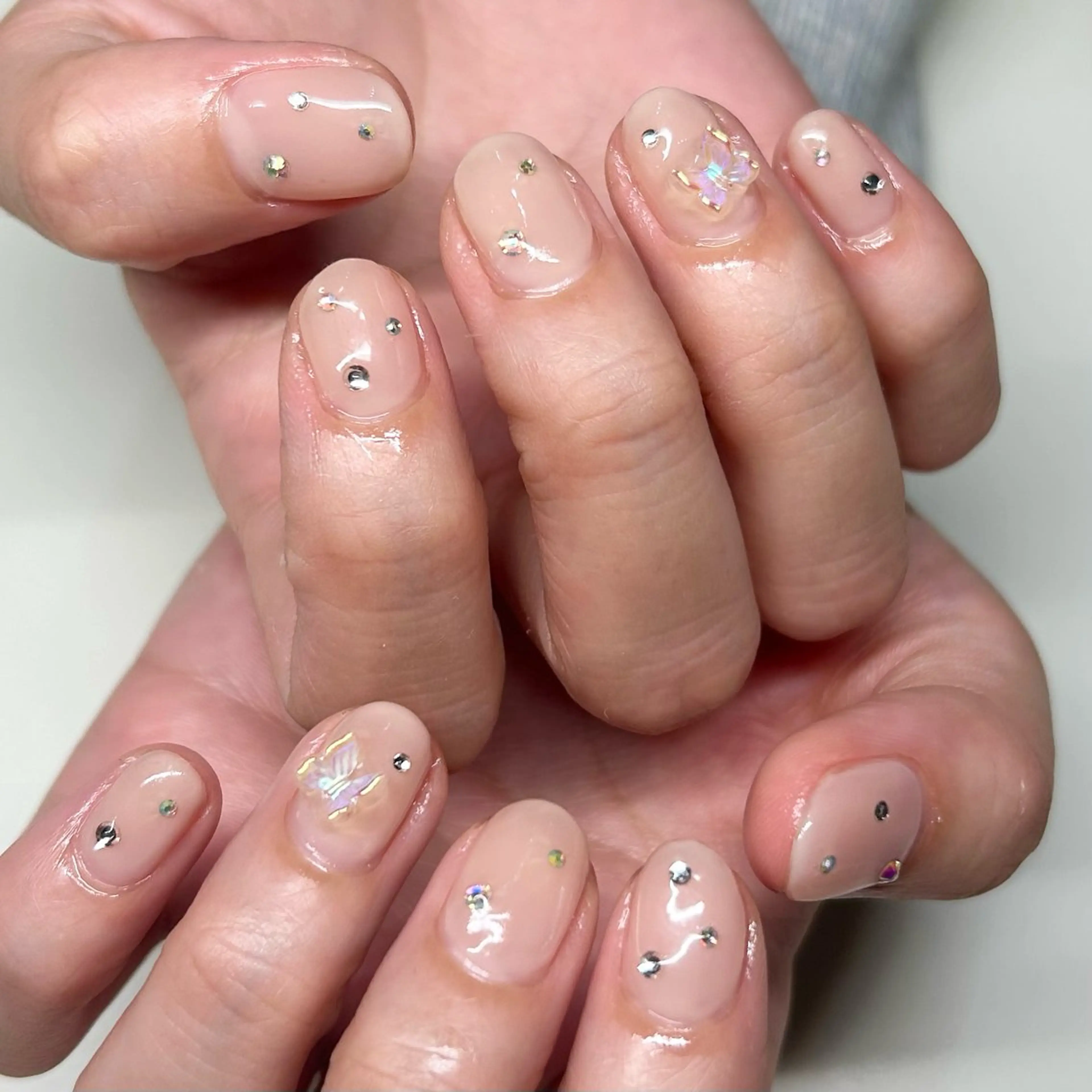 ネイル ブルー フットネイル ジェルネイル キラキラネイル 韓国ネイル RooM -mizuki-のネイルデザイン