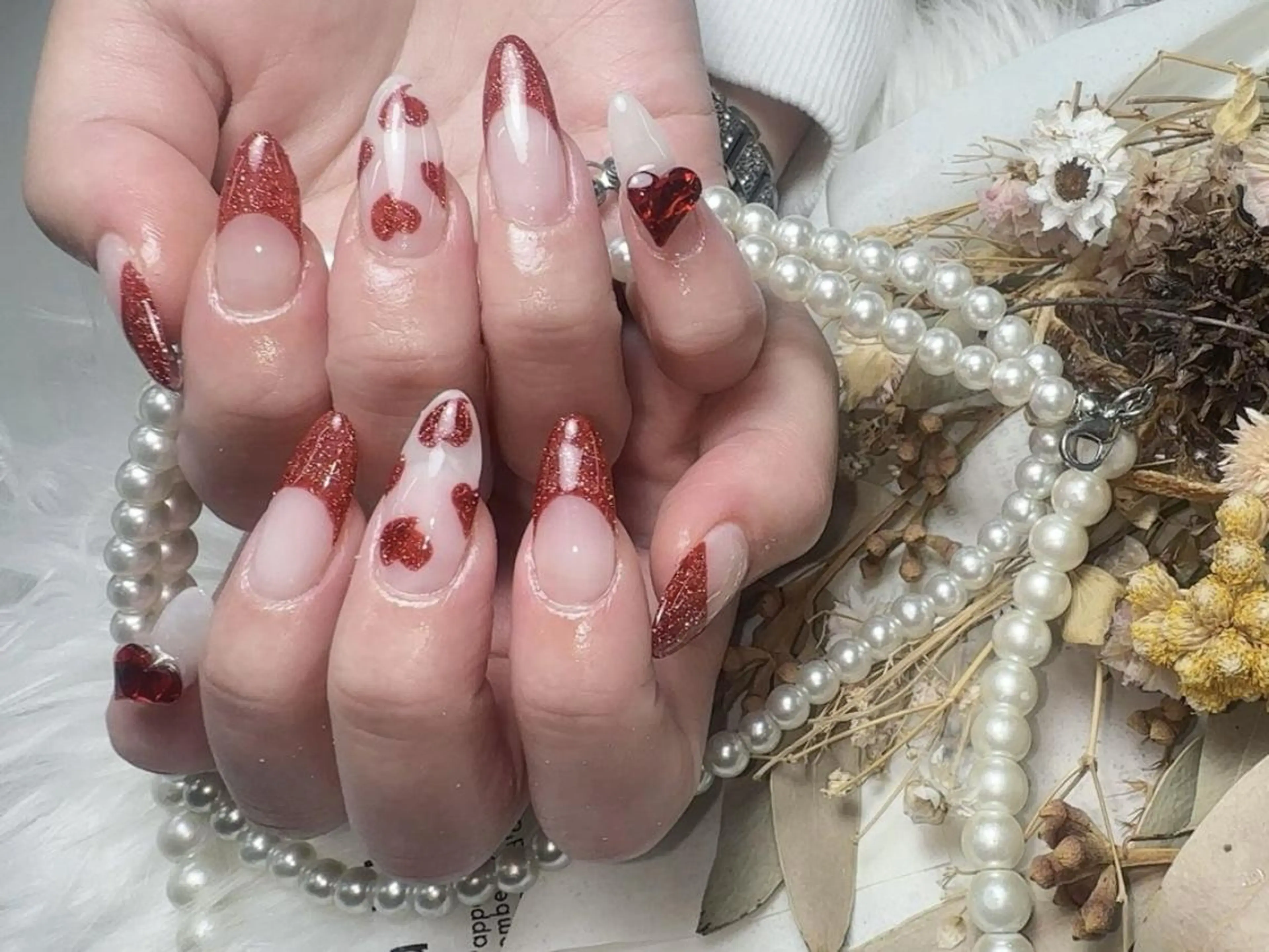 メンズ ネイル アートネイル フレンチネイル ジェルネイル キラキラネイル パラジェル Bloom kabukiのネイルデザイン