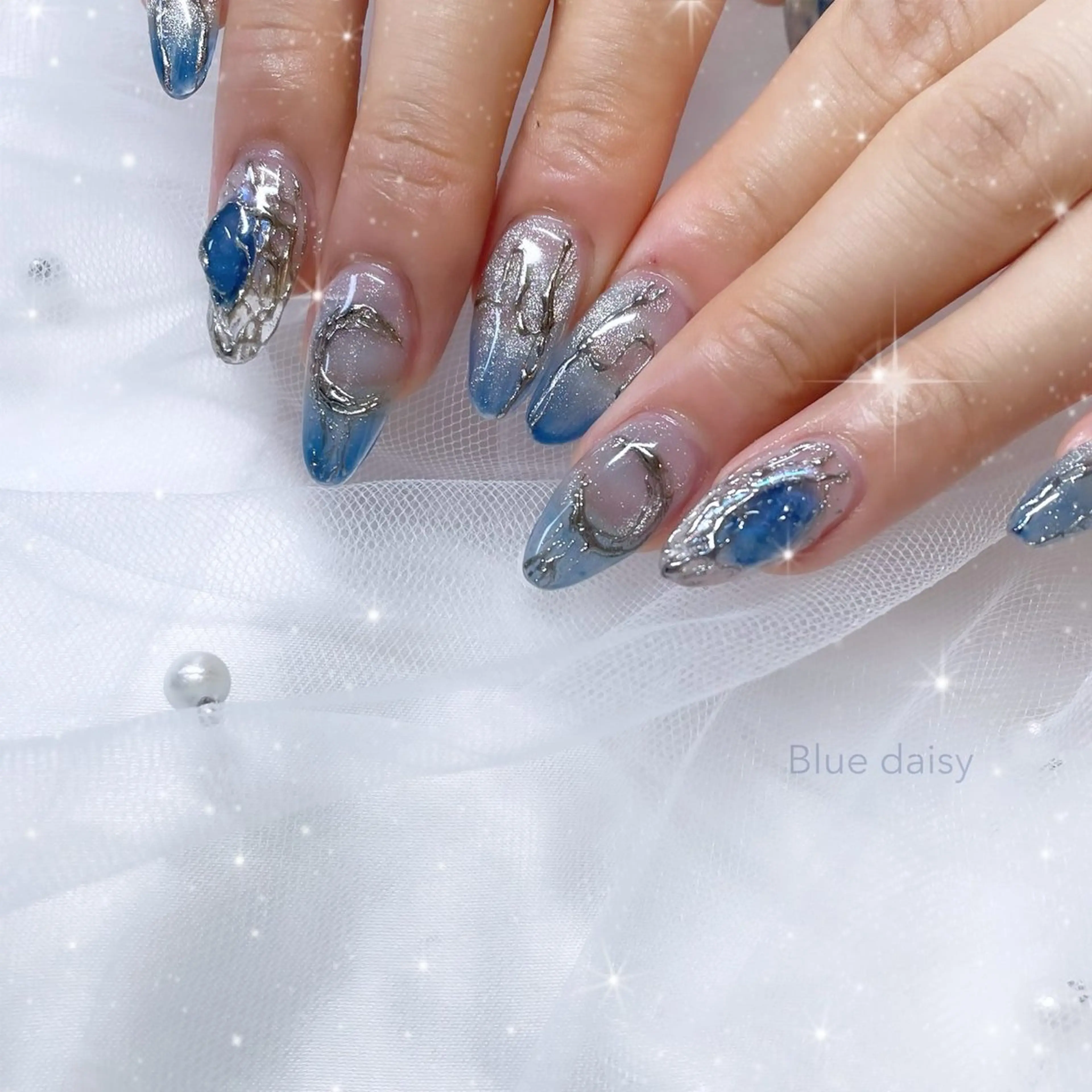 ネイル ハンドネイル Blue daisy 栄本店のネイルデザイン