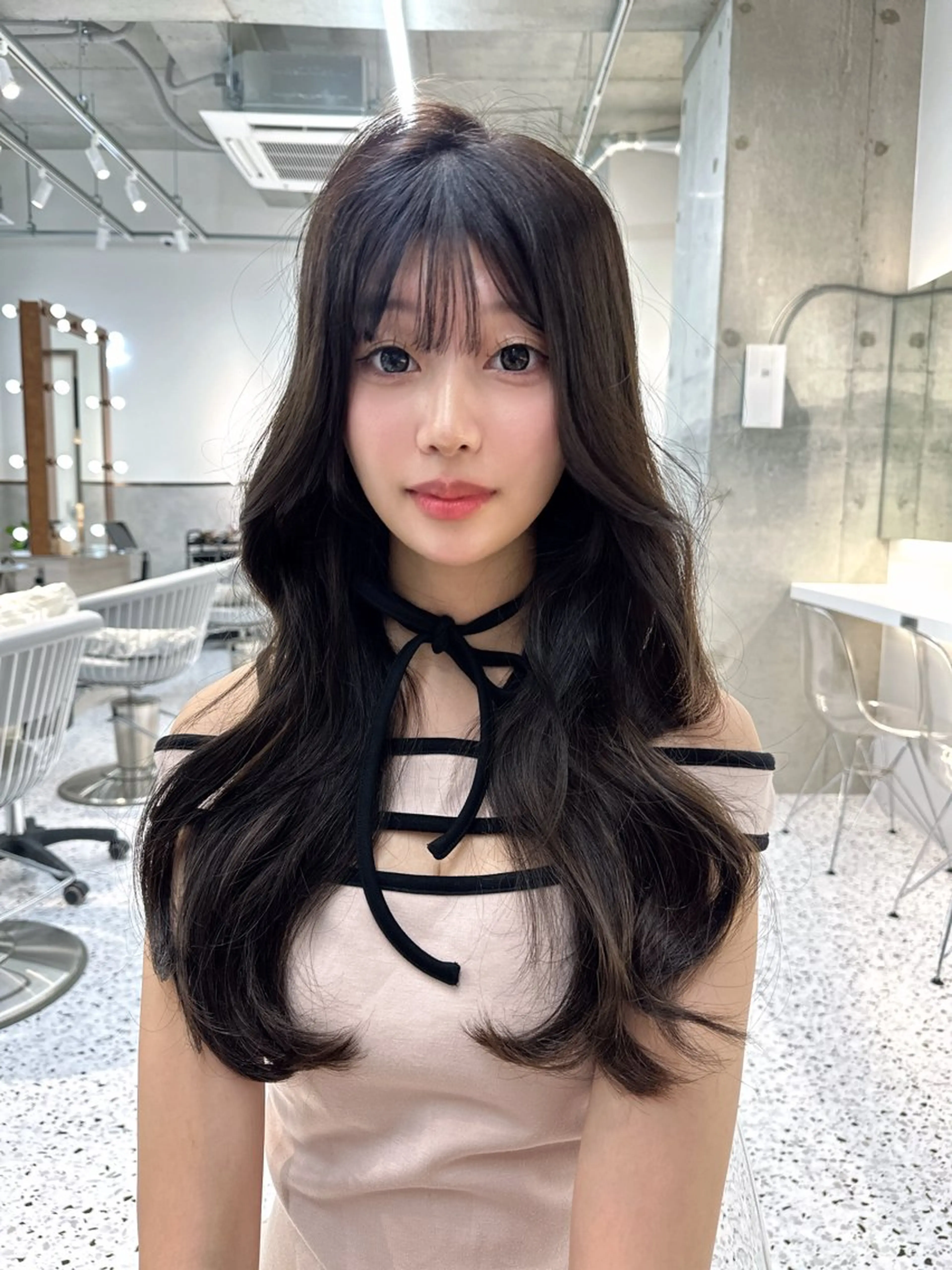 ロング カラー カット ヘアカラー トリートメント yui🎀ブリーチ なしベージュ／博多のヘアスタイル