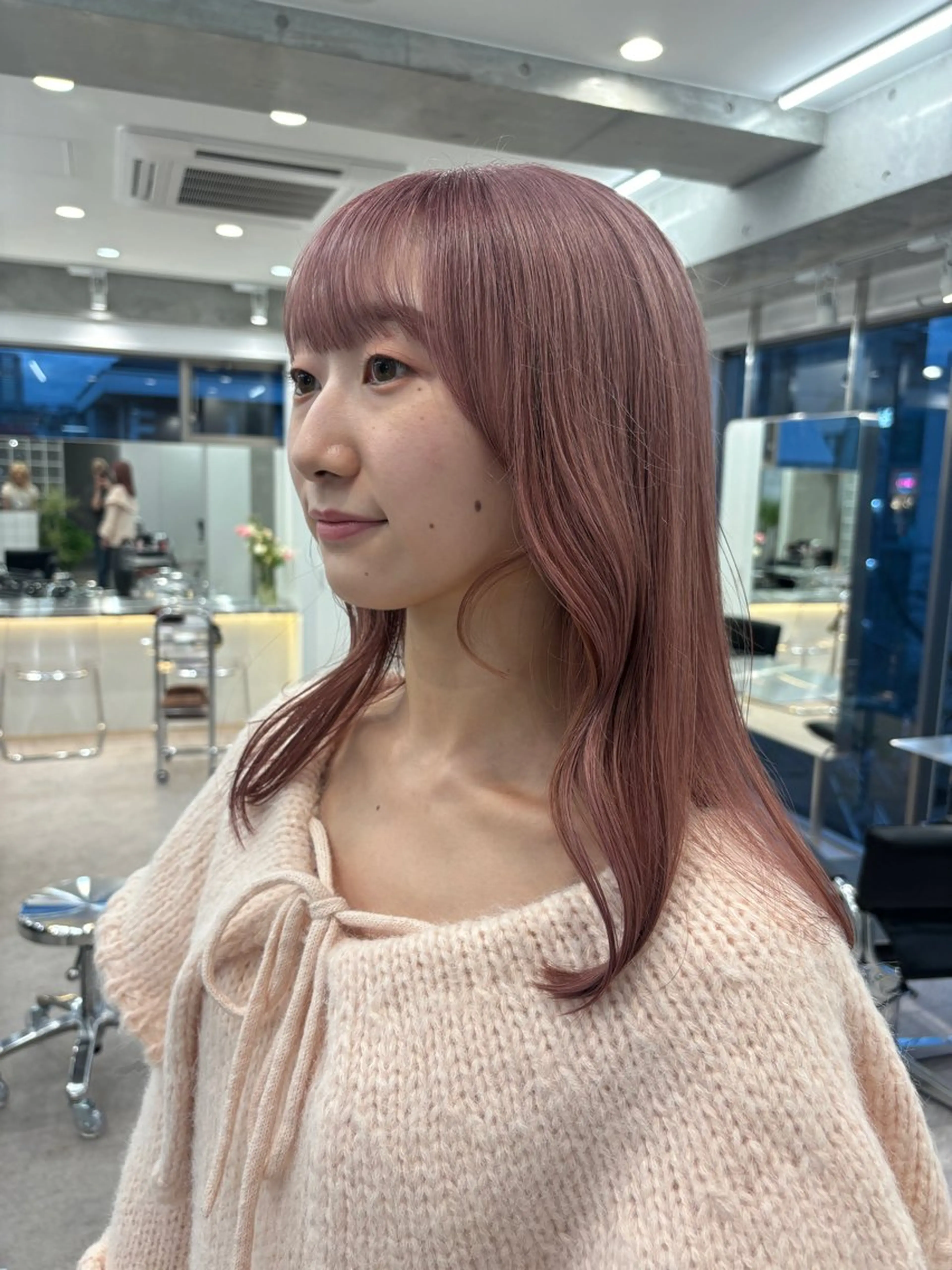 ミディアム カラー ベージュカラー ピンクカラー ピンクベージュ カットモデル募集 /RIOのヘアスタイル