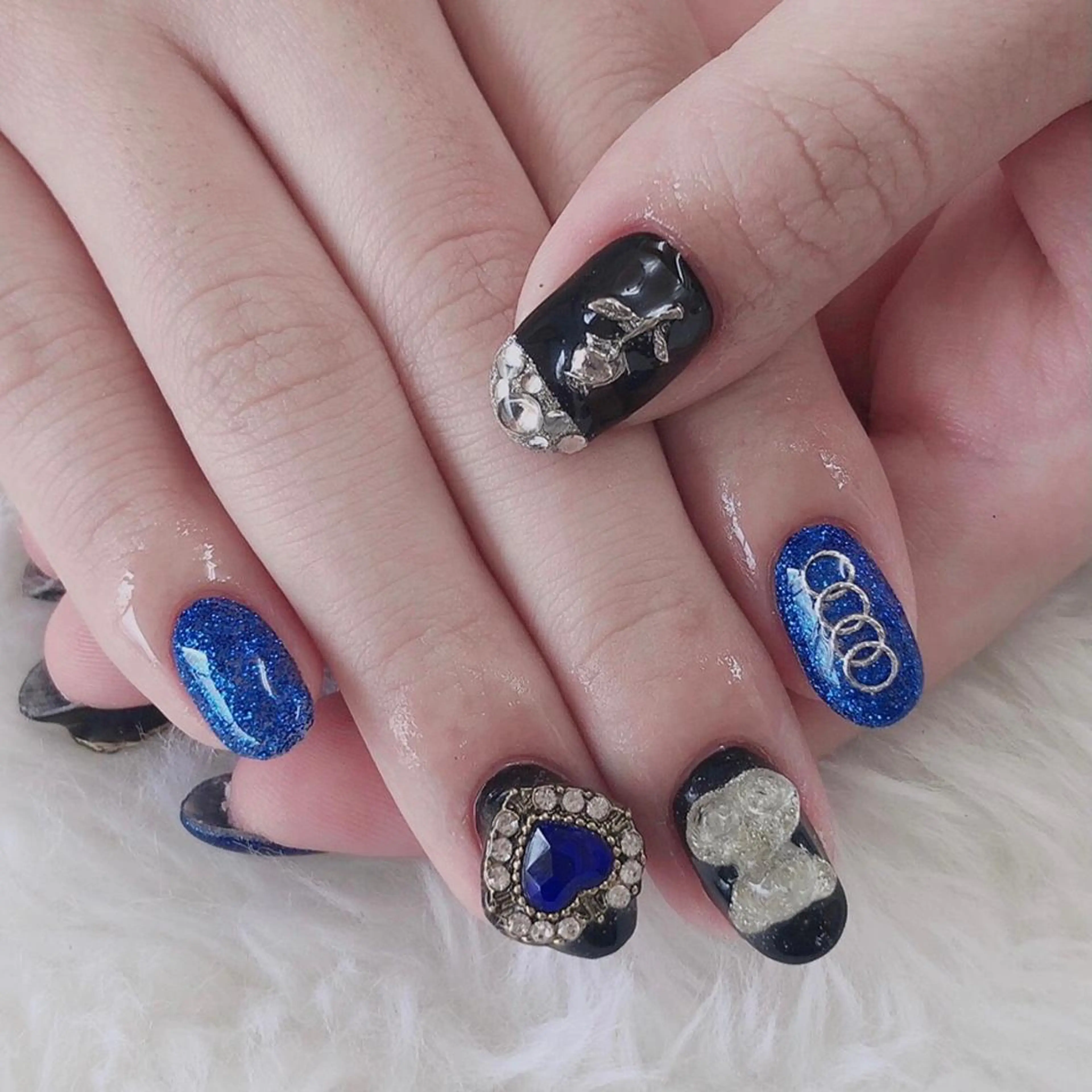 ネイル ブルー ジェルネイル ハート Nail lieNのネイルデザイン