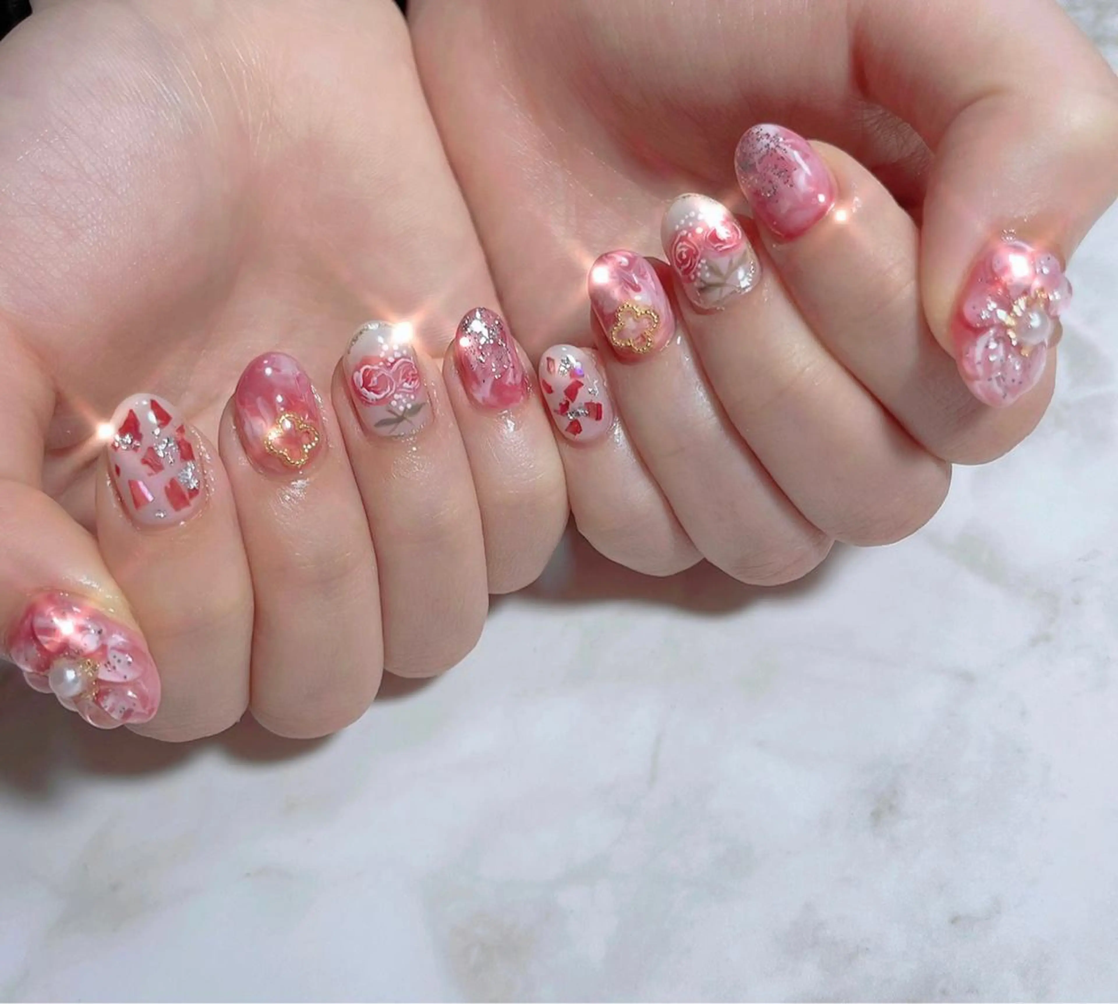 ネイル フラワーネイル ぷっくりネイル ハンドネイル Kayo 💅のネイルデザイン