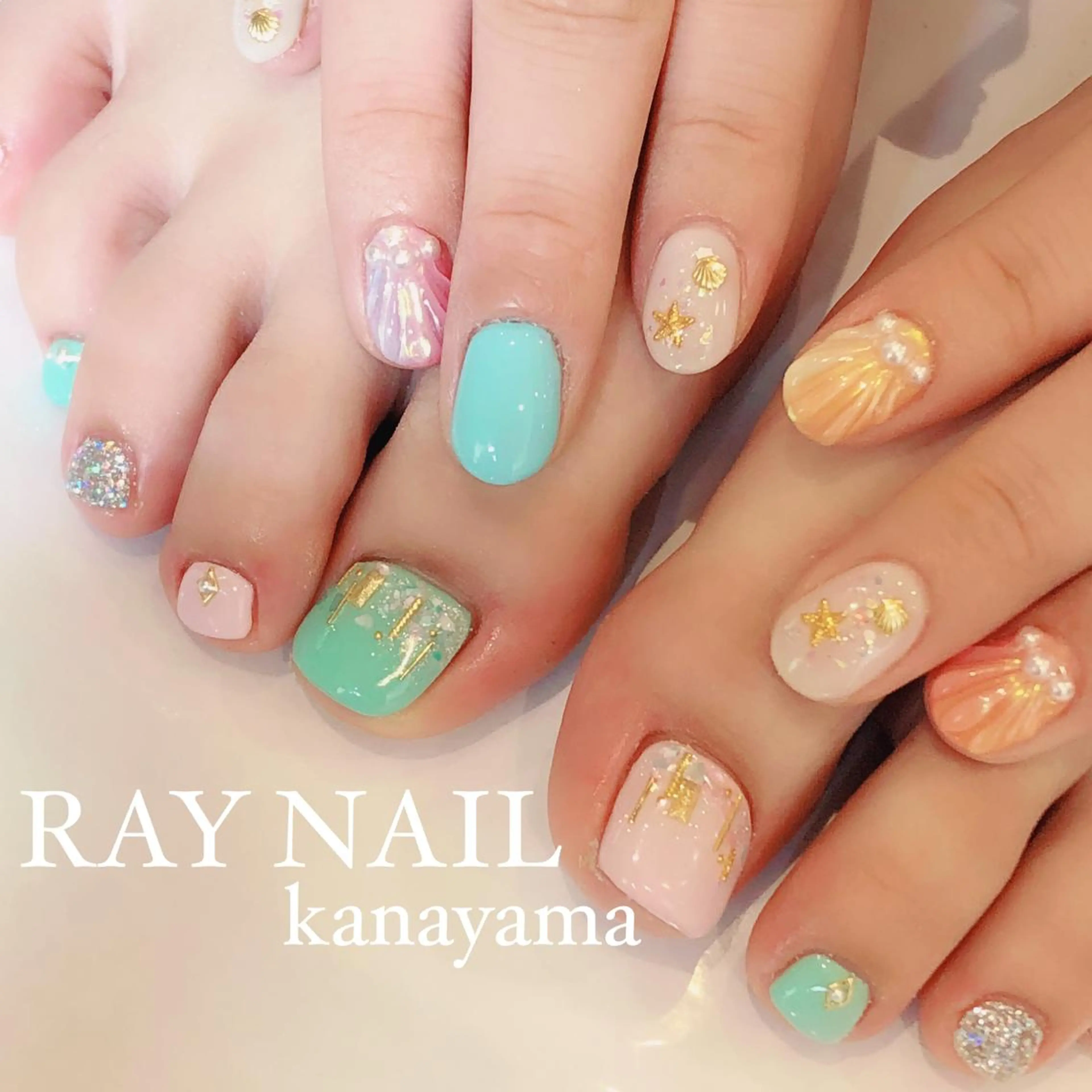 ネイル フットネイル 夏ネイル ハンドネイル フットネイル Arowa 伊田のネイルデザイン