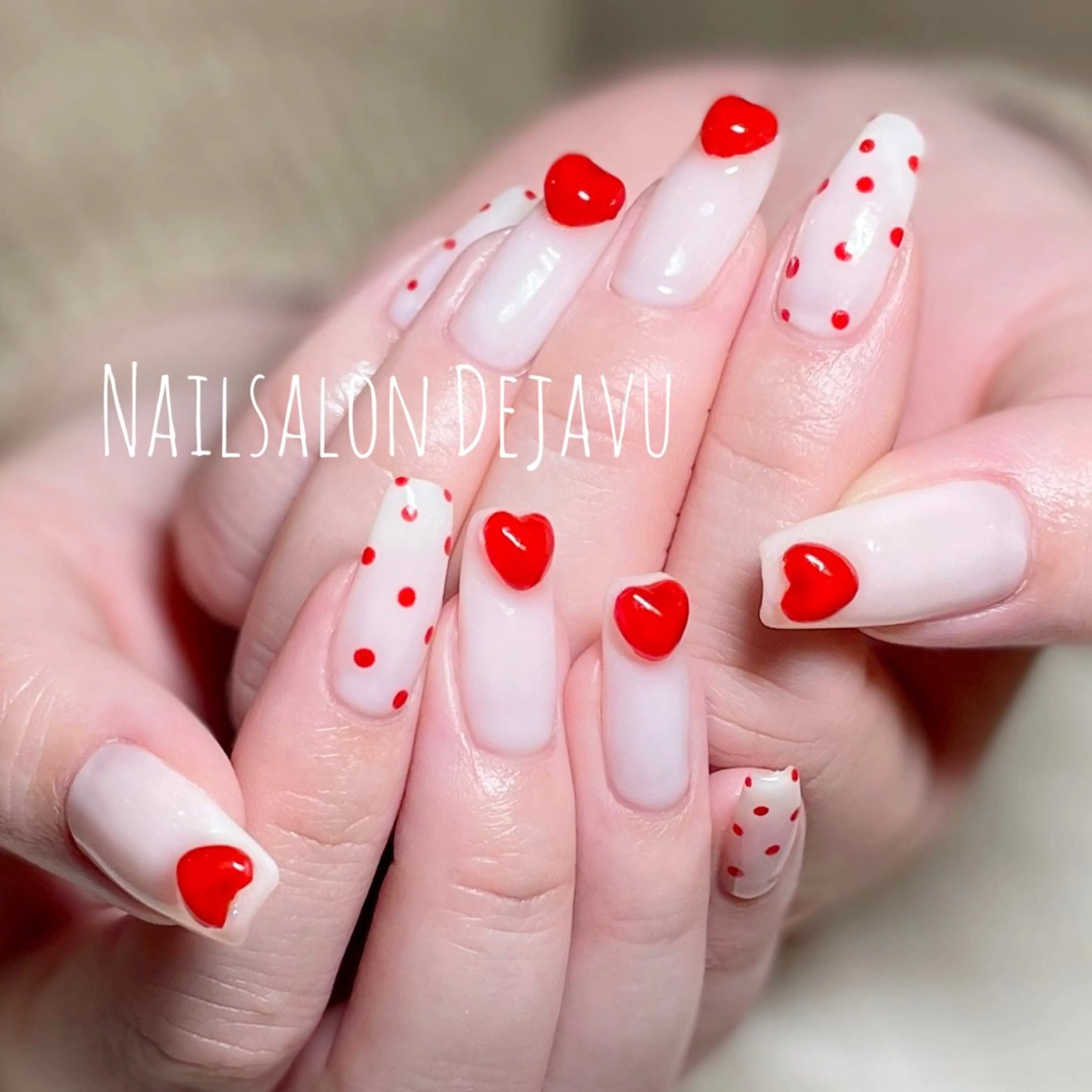 ネイル ドット ハート 持ち込み Nail salon Dejavu 🌿のネイルデザイン