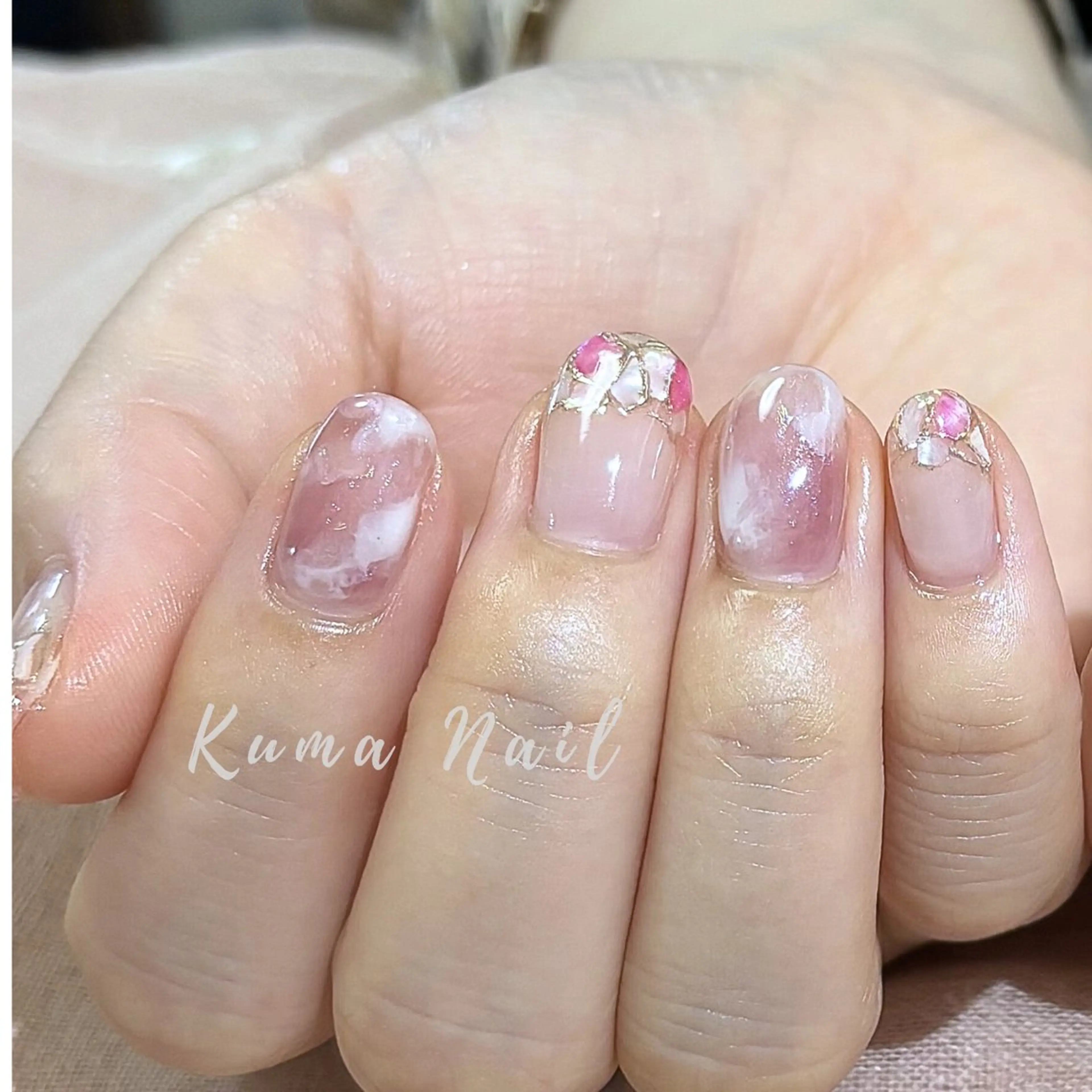 ネイル フレンチネイル ニュアンスネイル ハンドネイル Private salon Kuma Nail.所属・藤が丘ネイル Kuma Nailのネイルデザイン