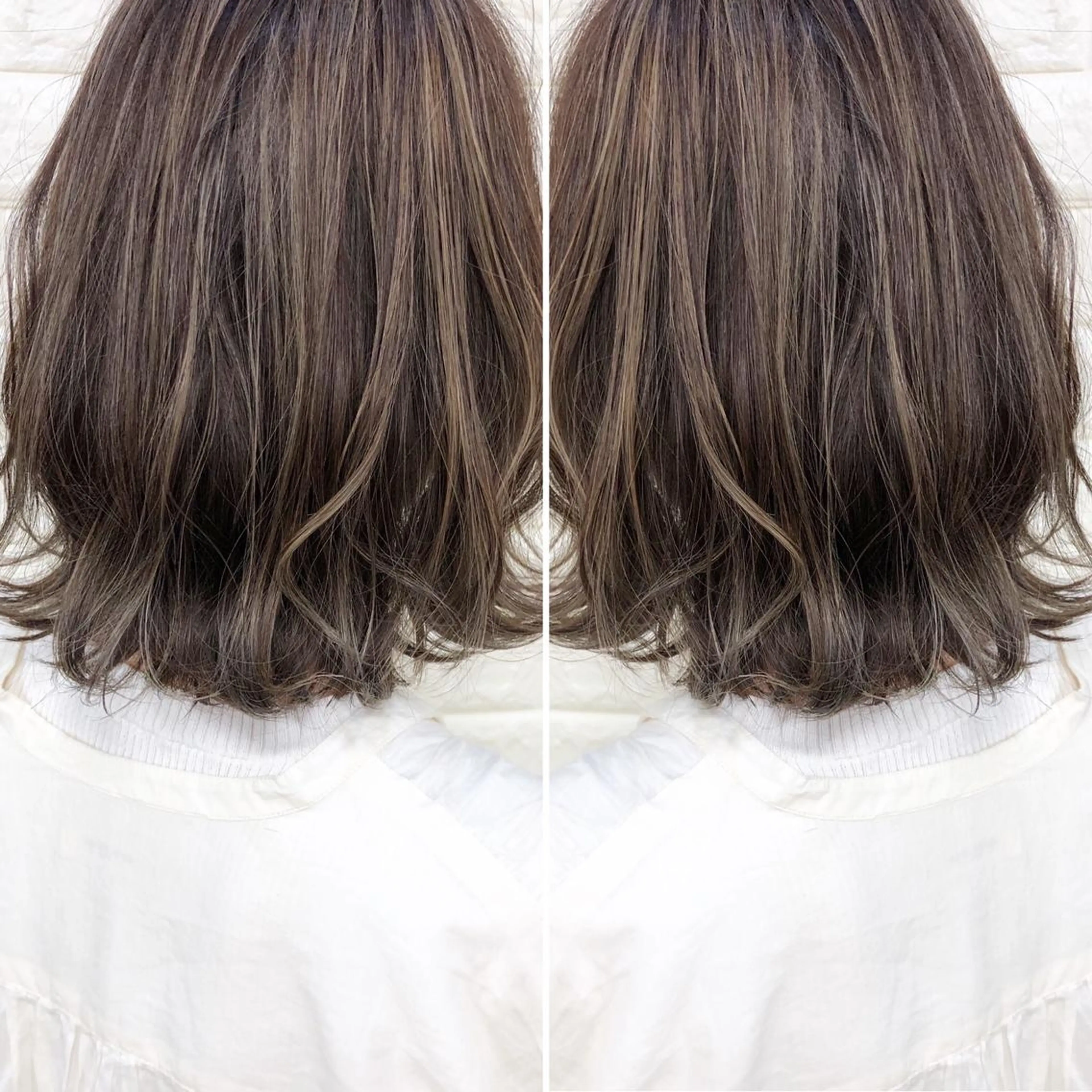 ミディアム カラー ハイライトカラー ハイライト ヘアカラー トリートメント famille所属・famille ファミーユのヘアスタイル