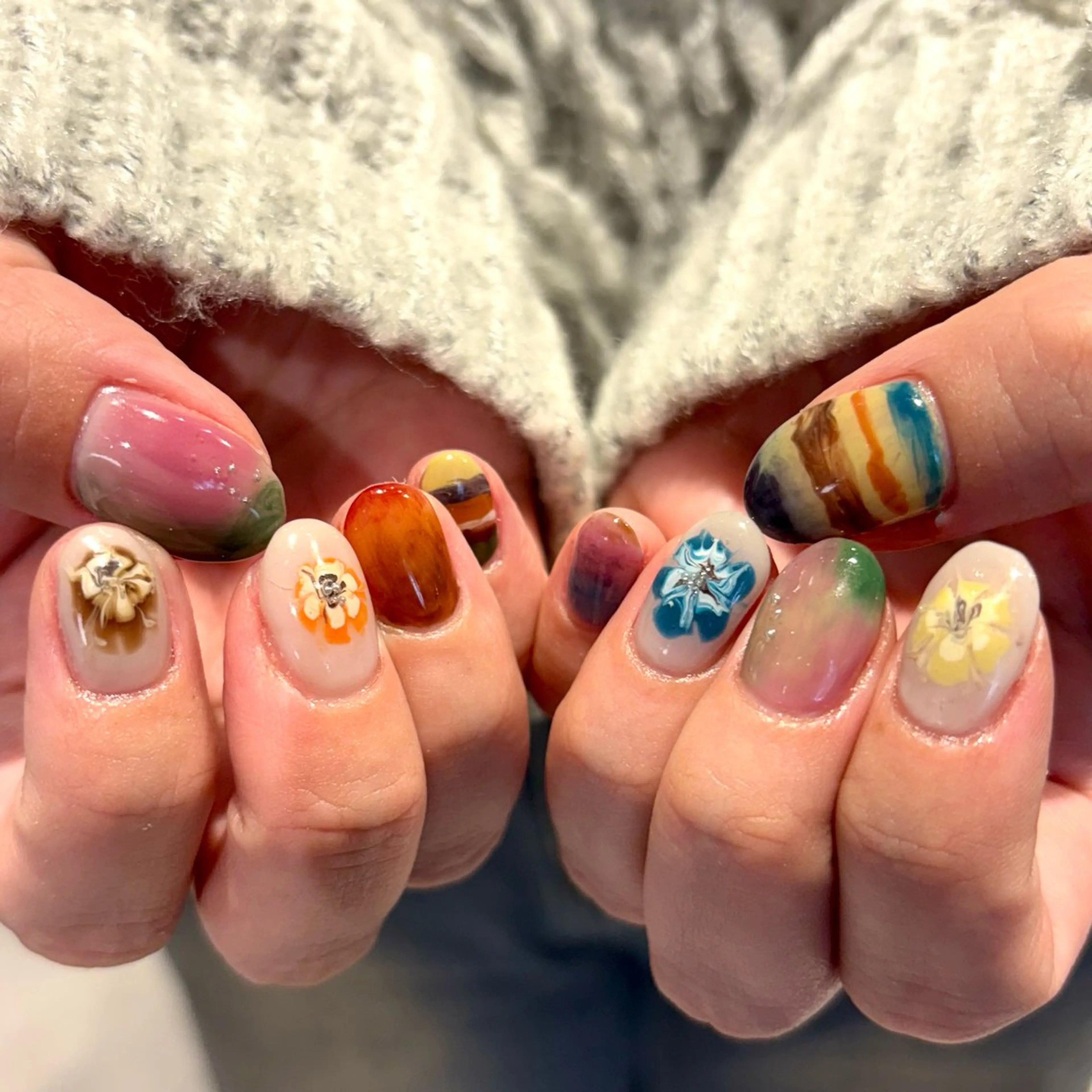 ネイル 大理石ネイル(マーブル) ハンドネイル Kureha/ネイル トレンドヘアのマツエク・マツパデザイン