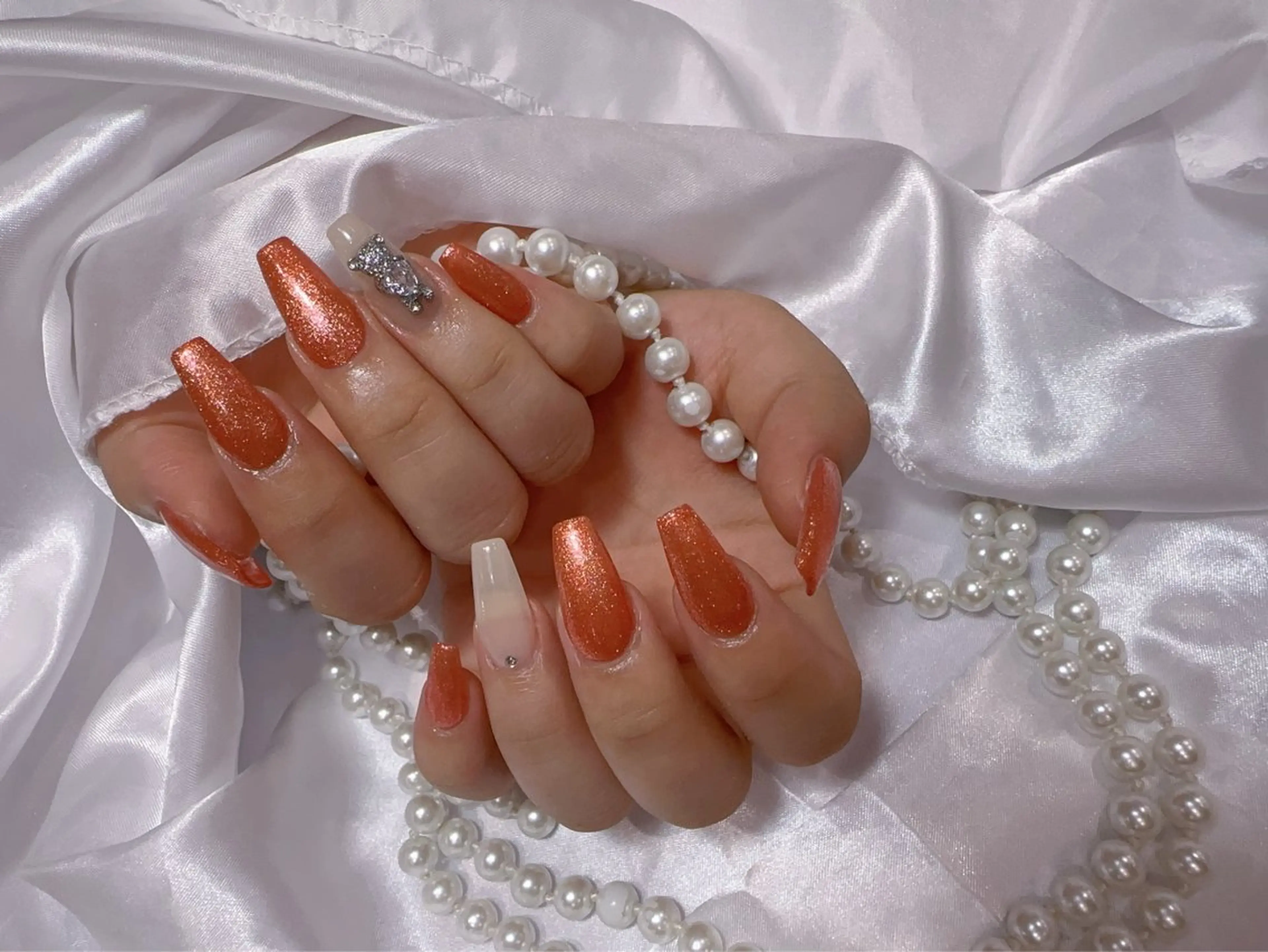 ネイル アートネイル フラッシュネイル フレンチネイル ジェルネイル ガラスフレンチ ハンドネイル You&Me Miyuのネイルデザイン