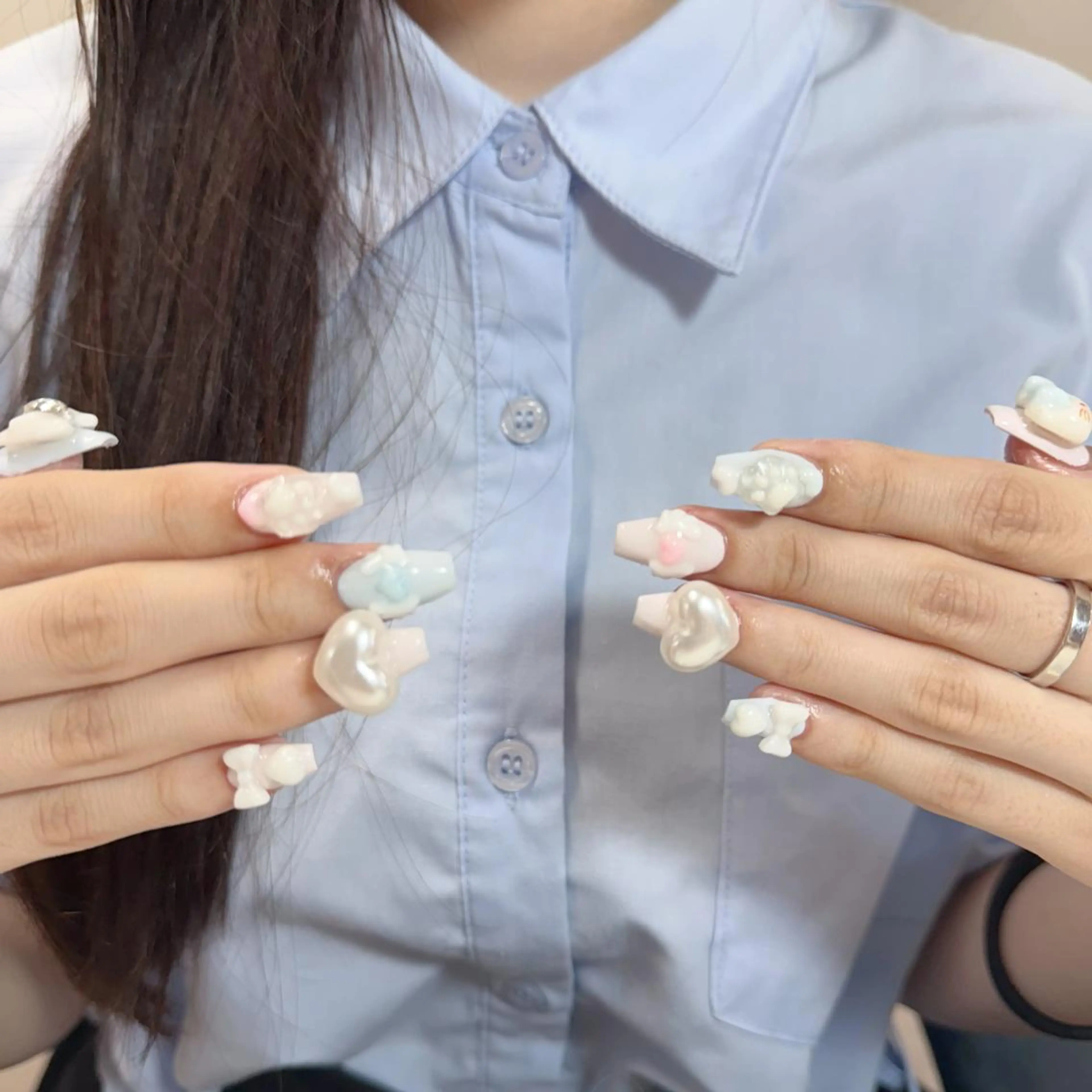ネイル ハンドネイル 🍄Rina🍄 韓国風ネイルのネイルデザイン