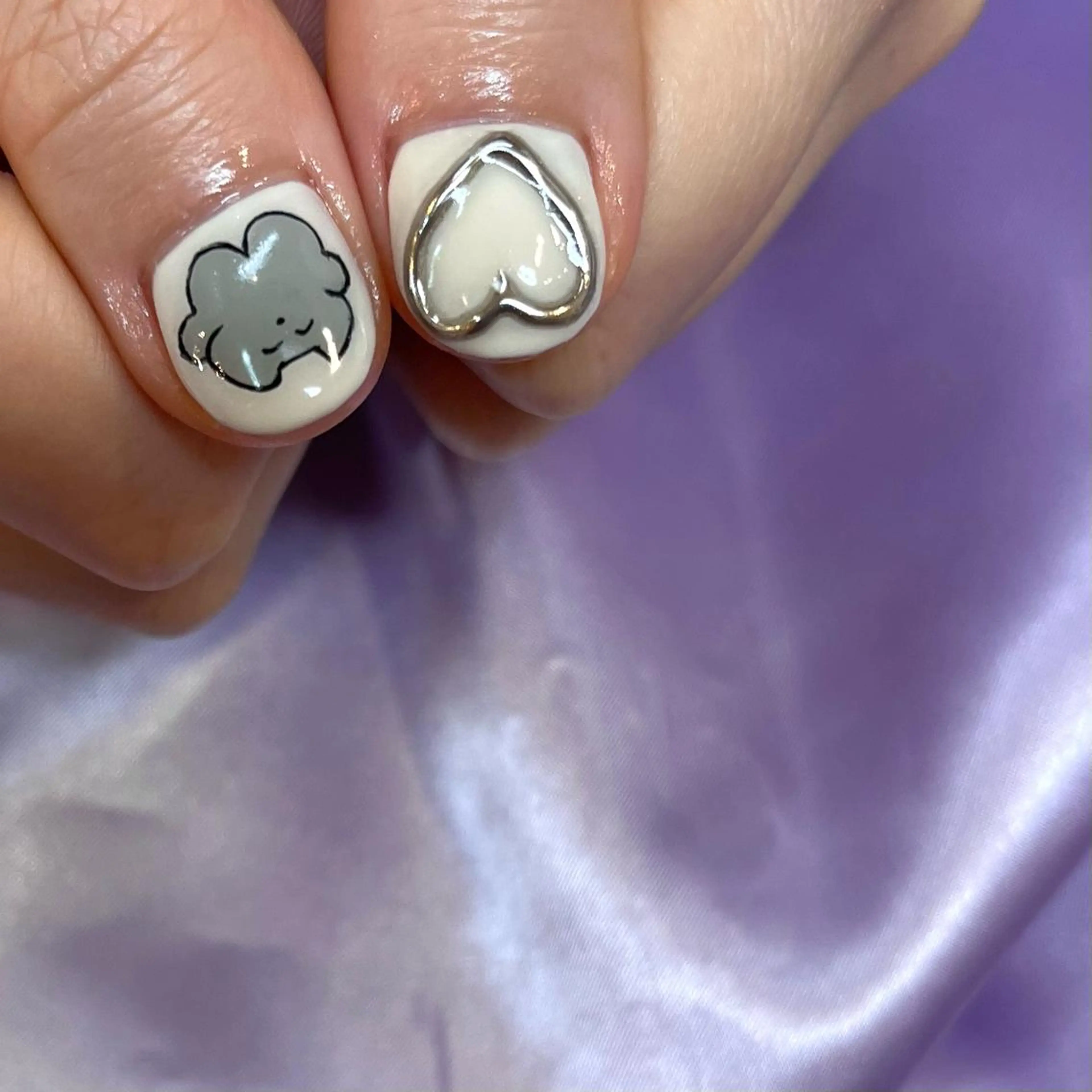 ネイル アートネイル ハート キラキラネイル 韓国ネイル ラメ(グリッター) ハンドネイル フットネイル Para Sol nail　Maoのネイルデザイン