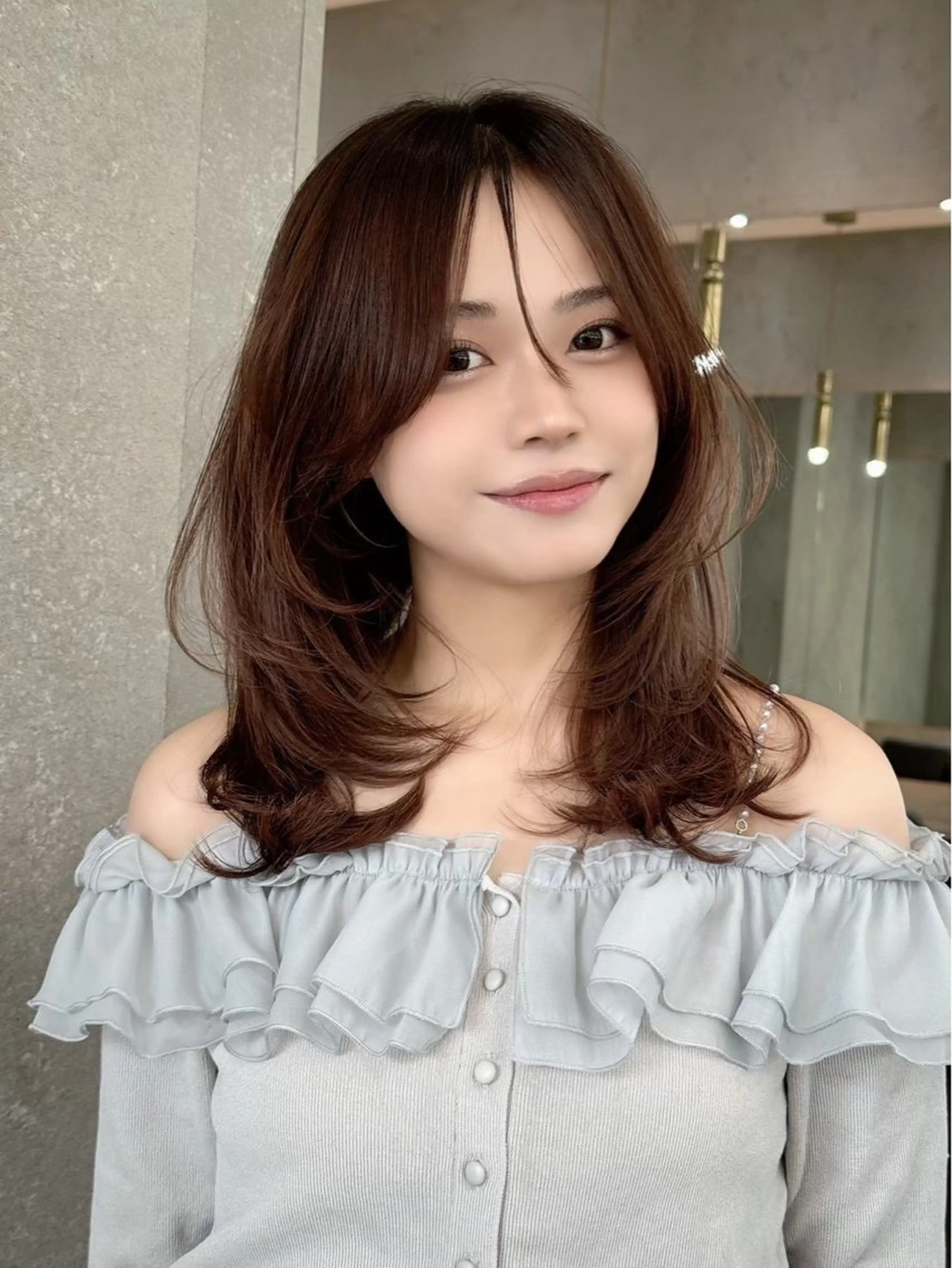 セミロング カラー 高橋 龍駈のヘアスタイル