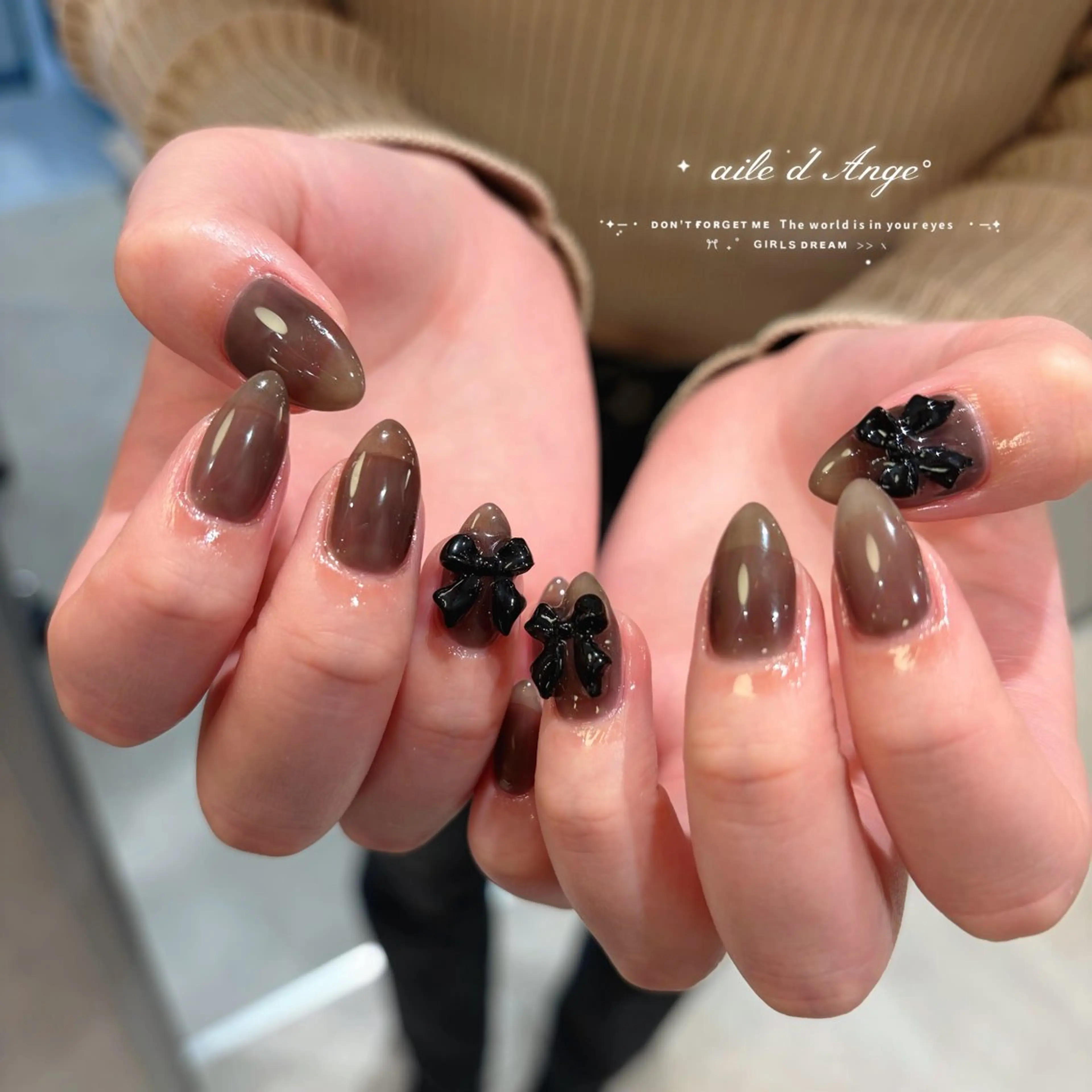 ネイル リボン ハンドネイル フットネイル ailed'Ange 🍒miuのネイルデザイン