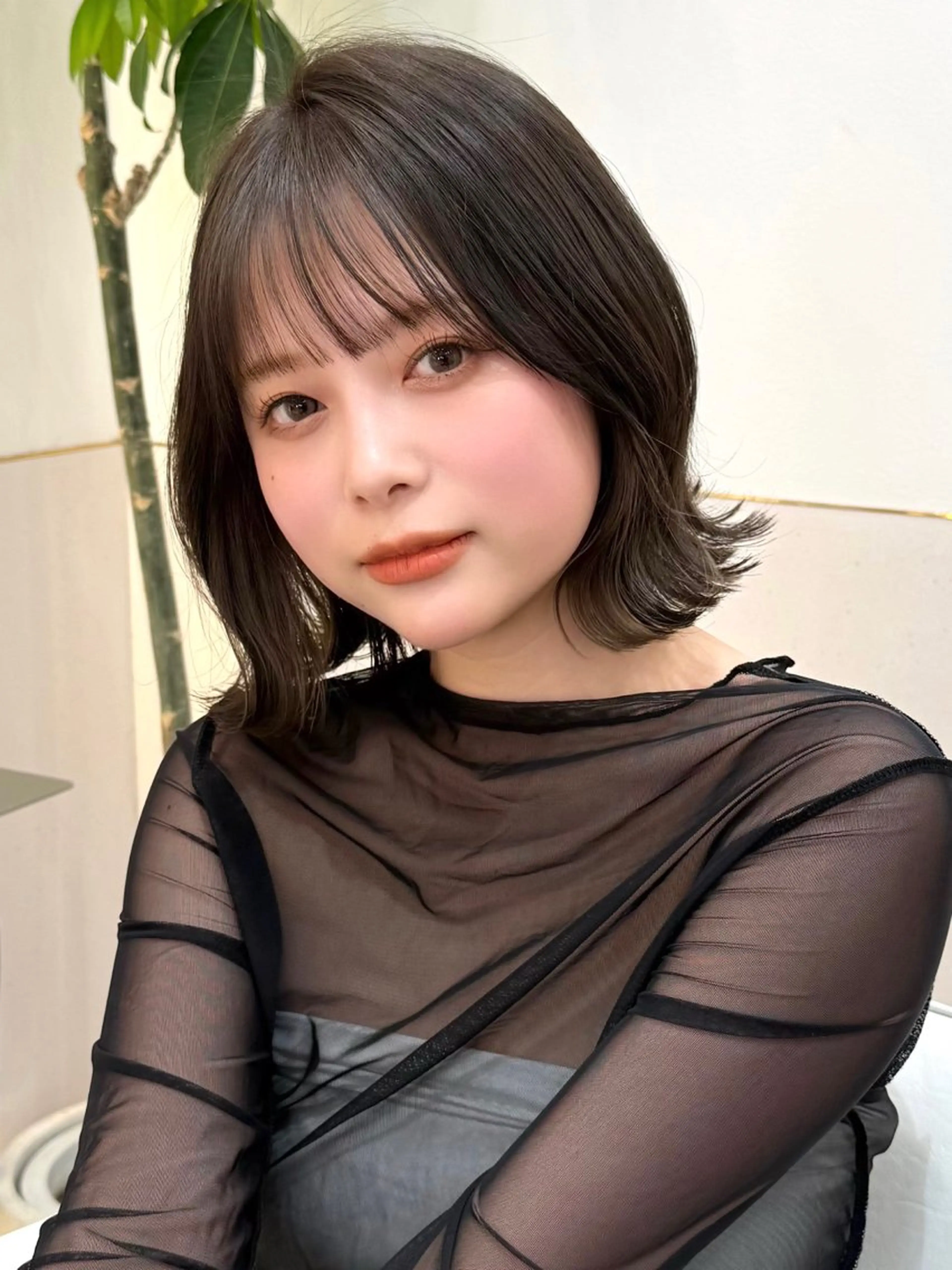 ミディアム カット ヘアカラー トリートメント 新宿/髪質改善/ボブ 韓国レイヤー大重聖斗のヘアスタイル