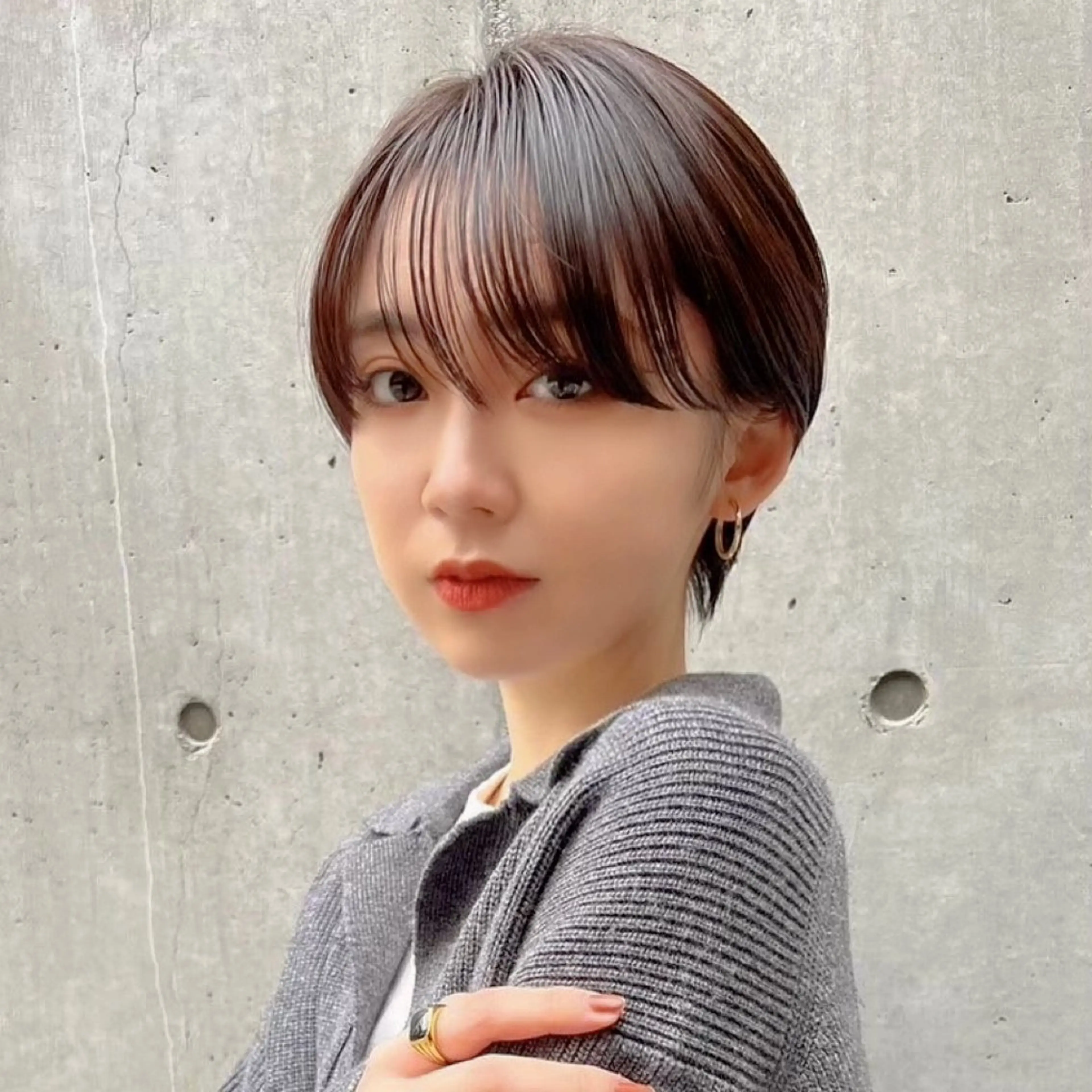 ショート カラー 縮毛矯正・似合わせ タナカ レイヤのヘアスタイル