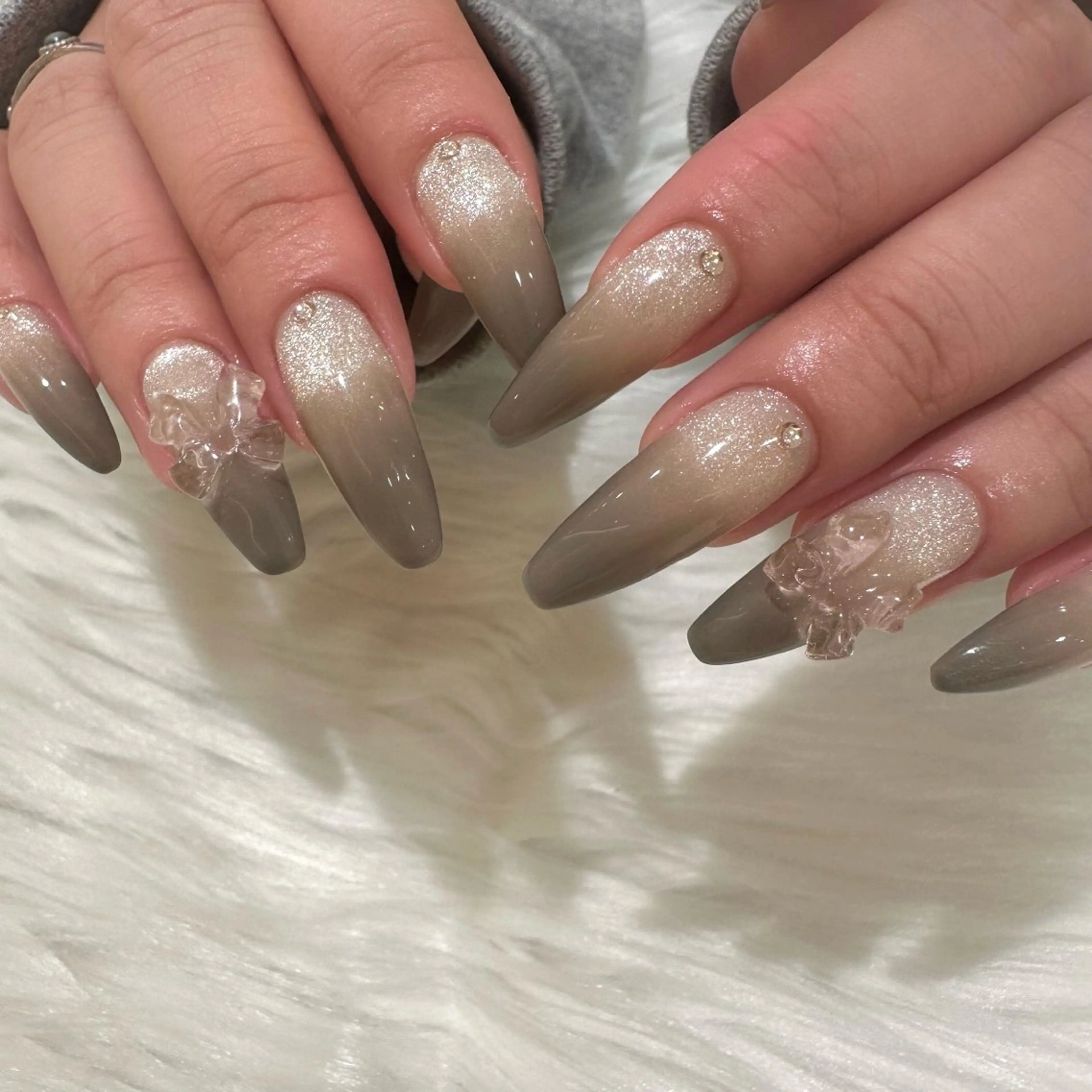 ネイル ロングネイル リボン ハンドネイル 野島 千夏のネイルデザイン