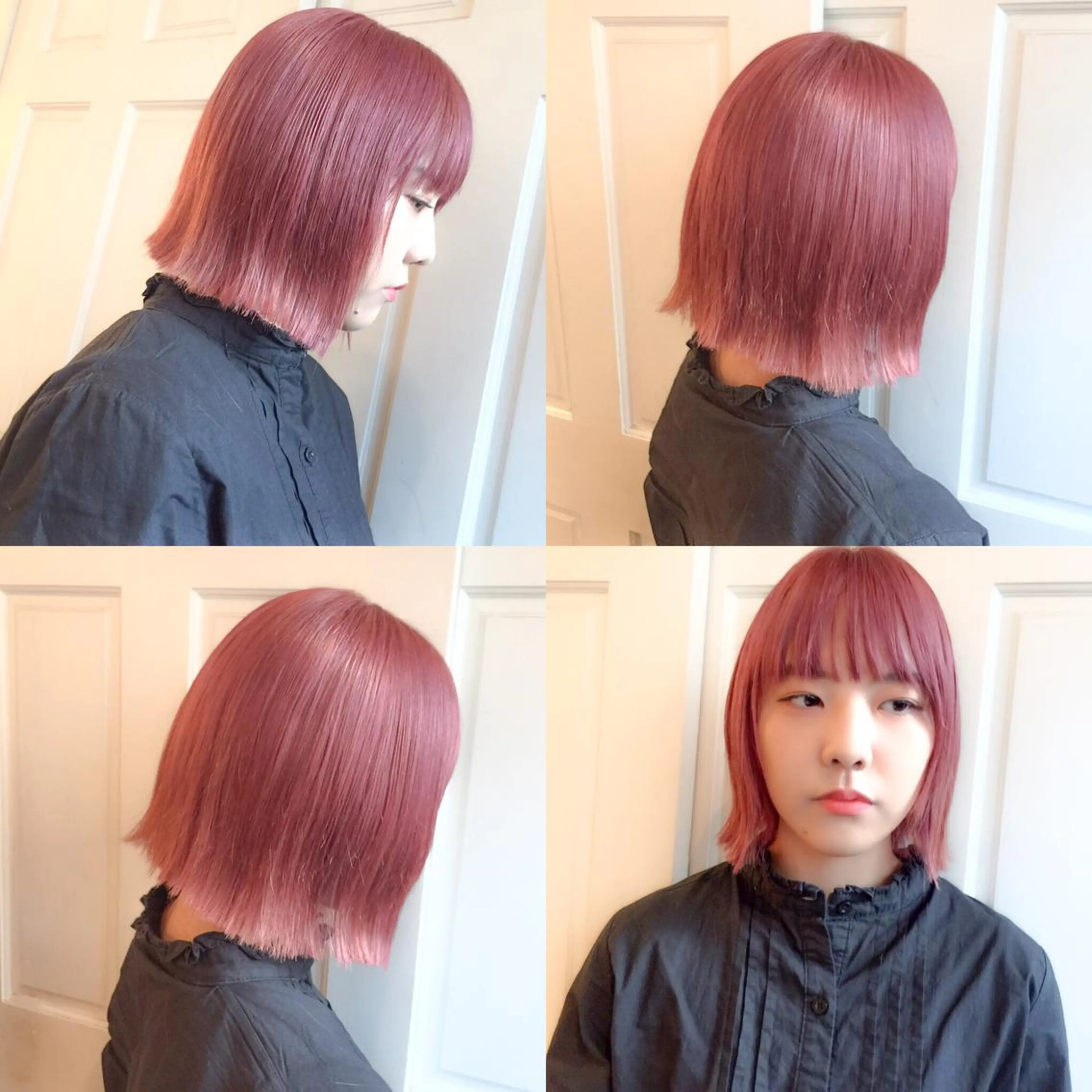 ショート カラー アッシュ ピンクカラー ピンクアッシュ ボブ ホワイト&レイヤーカ ットエクステ長畠俊輔のヘアスタイル