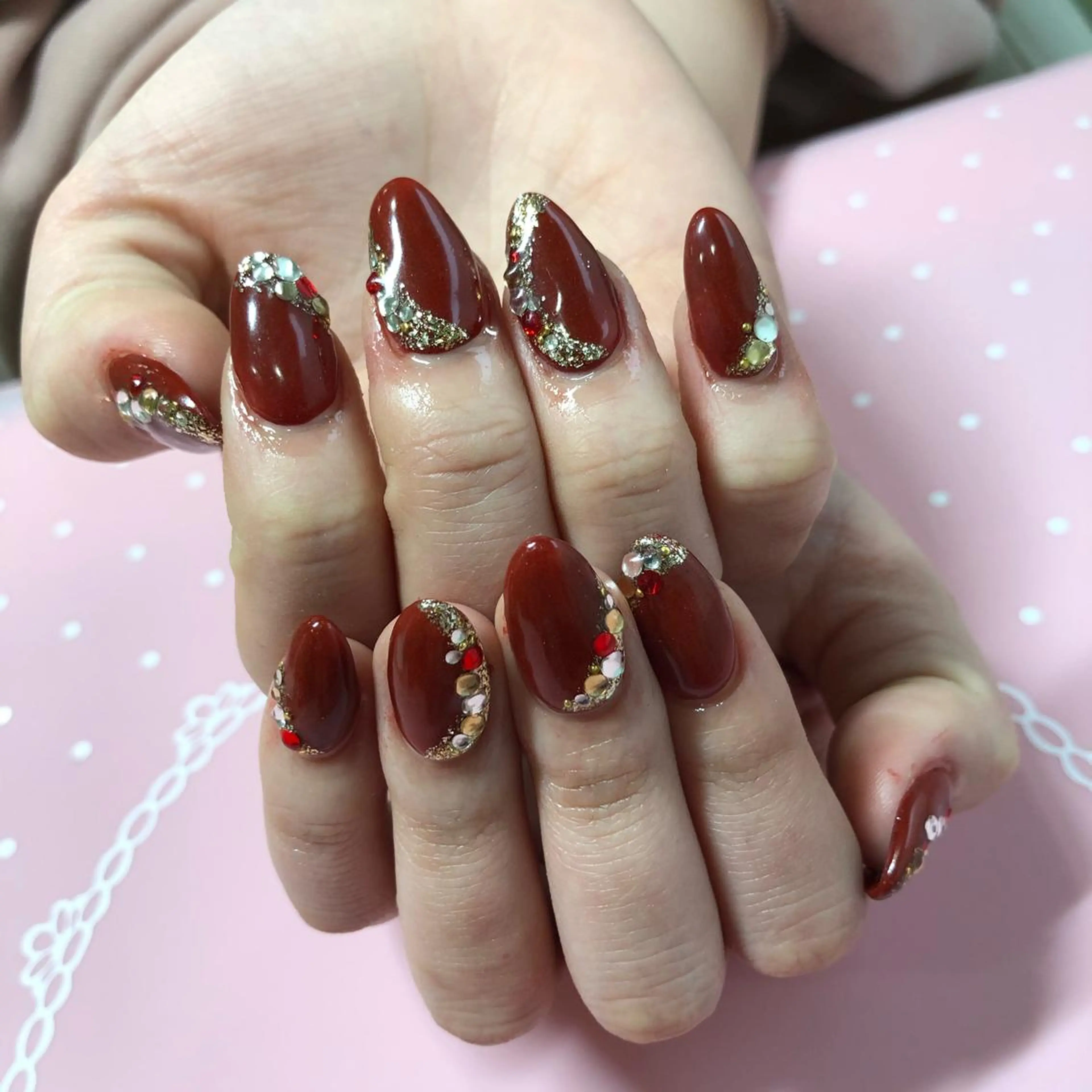 ショート ネイル ラメ(グリッター) ハンドネイル 《LB》ラブリエ Nail&eyeのマツエク・マツパデザイン