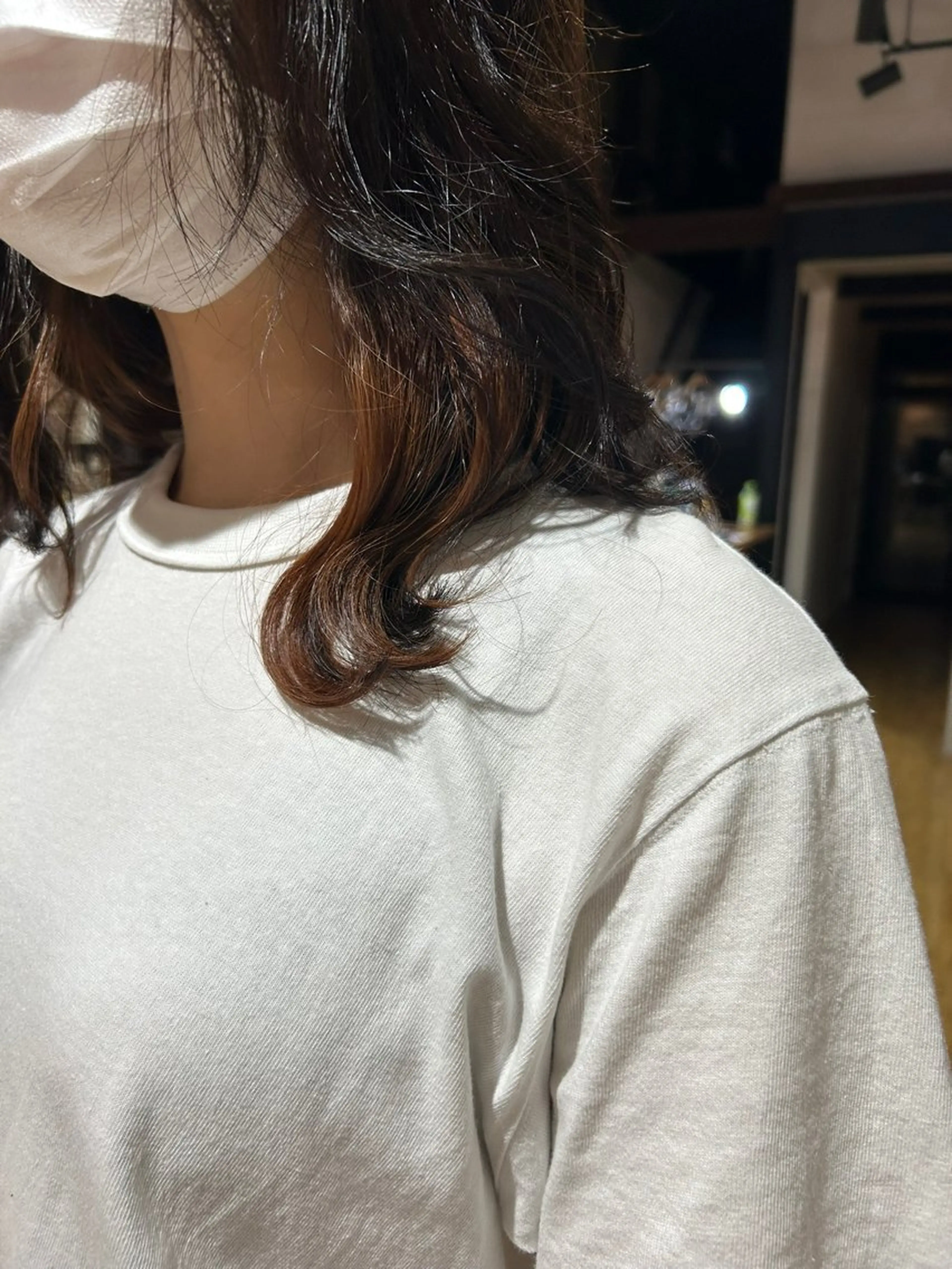 ミディアム カラー ブラウンカラー インナーカラー オレンジ オレンジブラウン 顔まわりレイヤー 曽山 乙羽のヘアスタイル