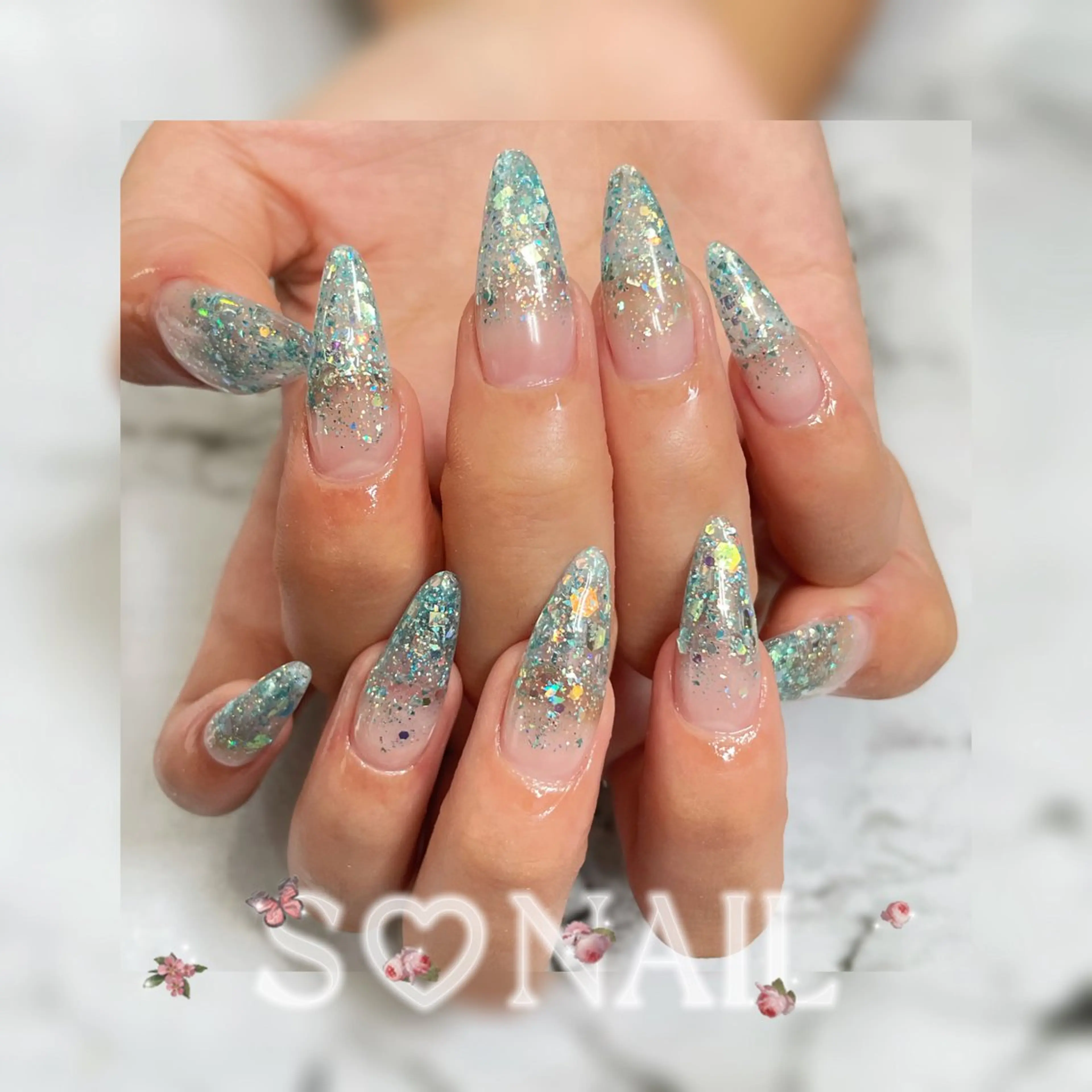 ネイル グラデーション ラメ(グリッター) ラメグラデーション ハンドネイル S.NAIL Suuのネイルデザイン
