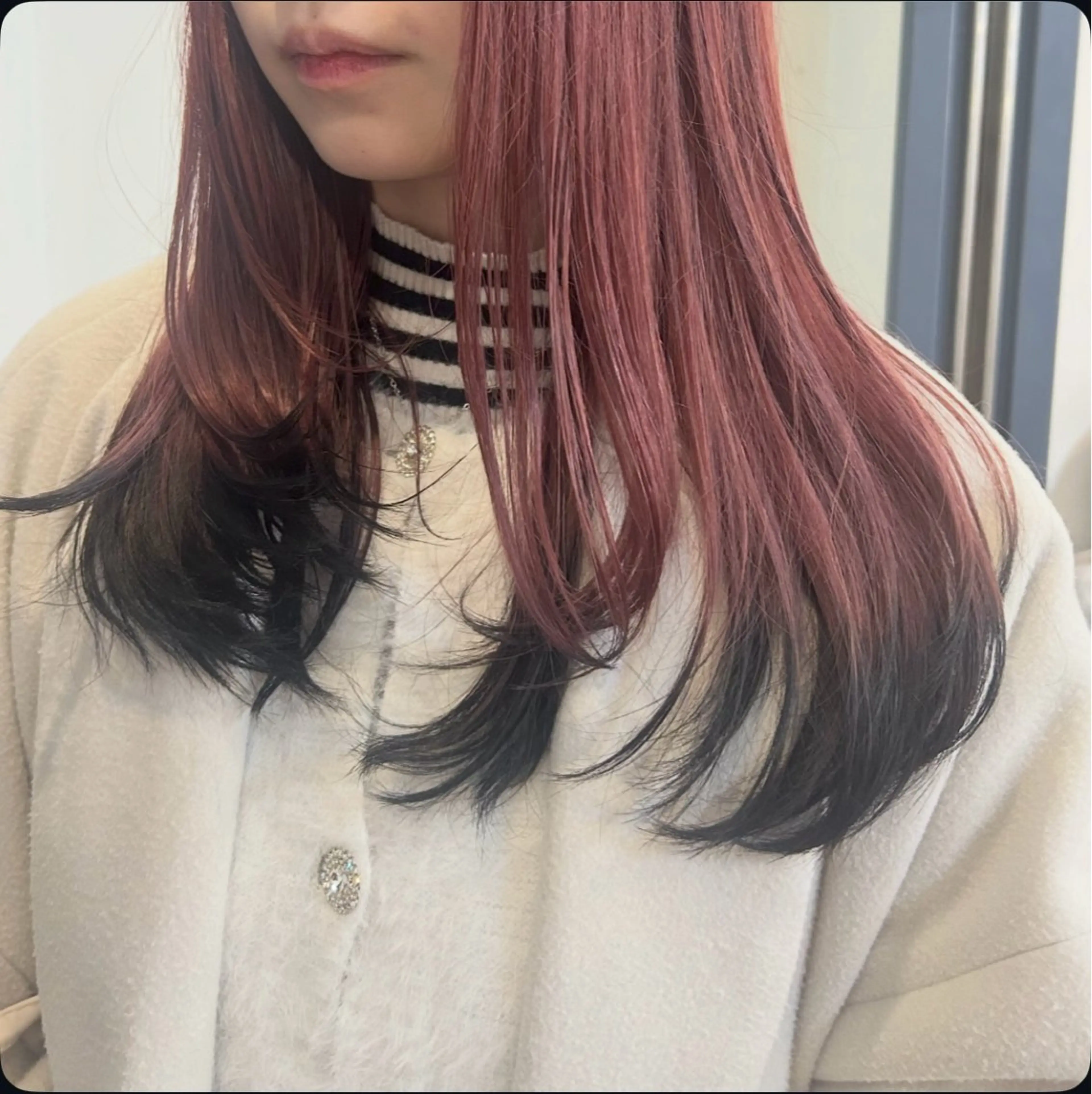 セミロング カット ヘアカラー ✂韓国レイヤー 🦋みやび🪽のヘアスタイル