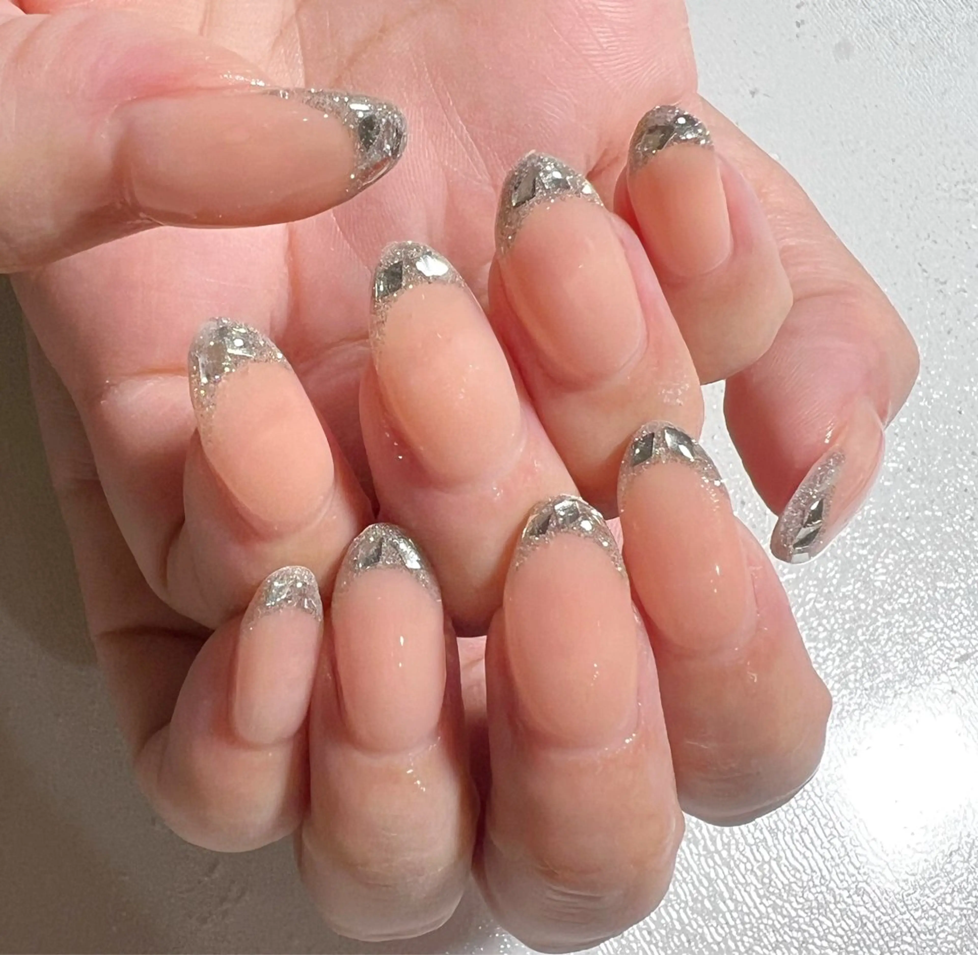 ネイル フレンチネイル ガラスフレンチ ハンドネイル private salon mieのネイルデザイン