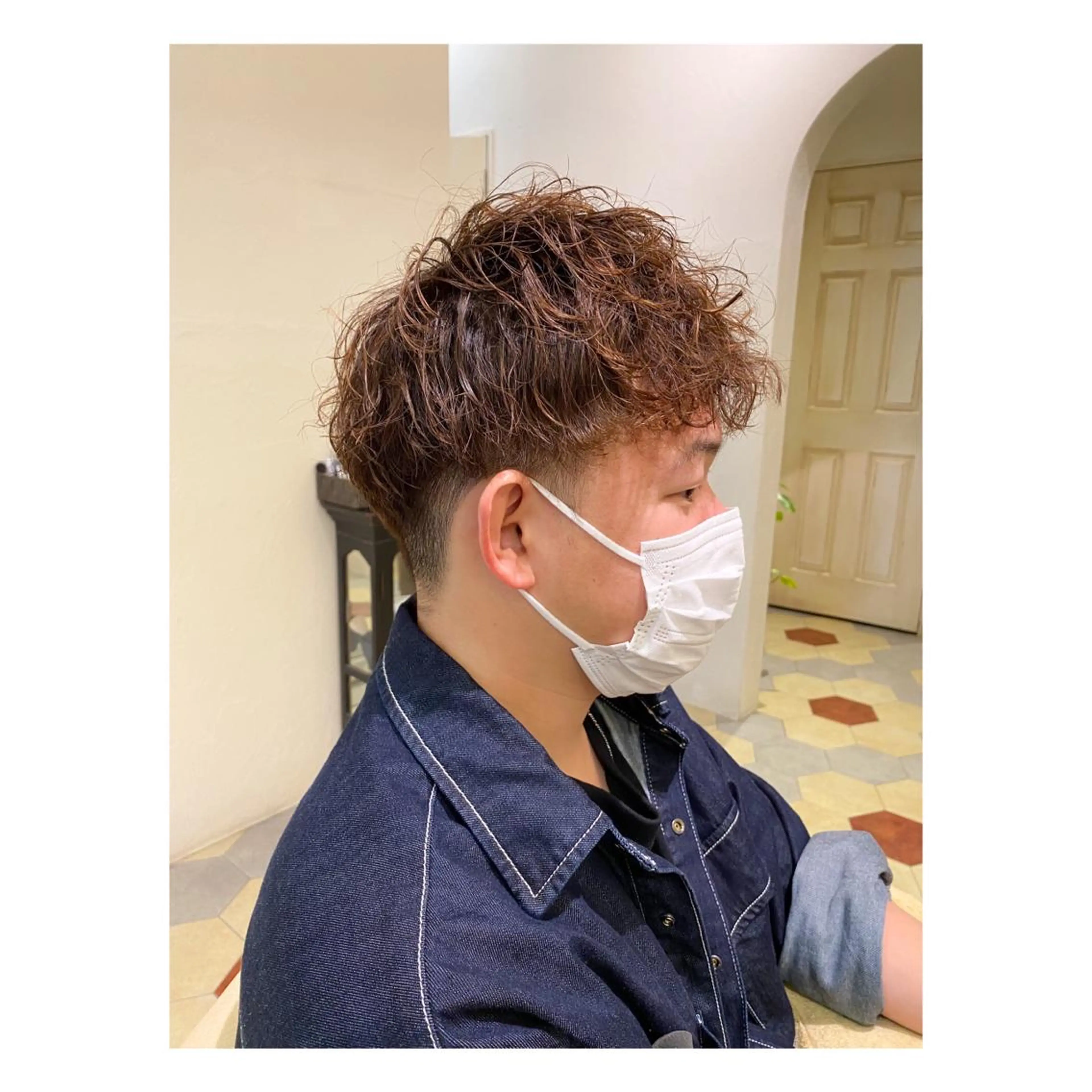 ミディアム パーマ メンズ カット パーマ 菊池大一 溝の口パーマのヘアスタイル