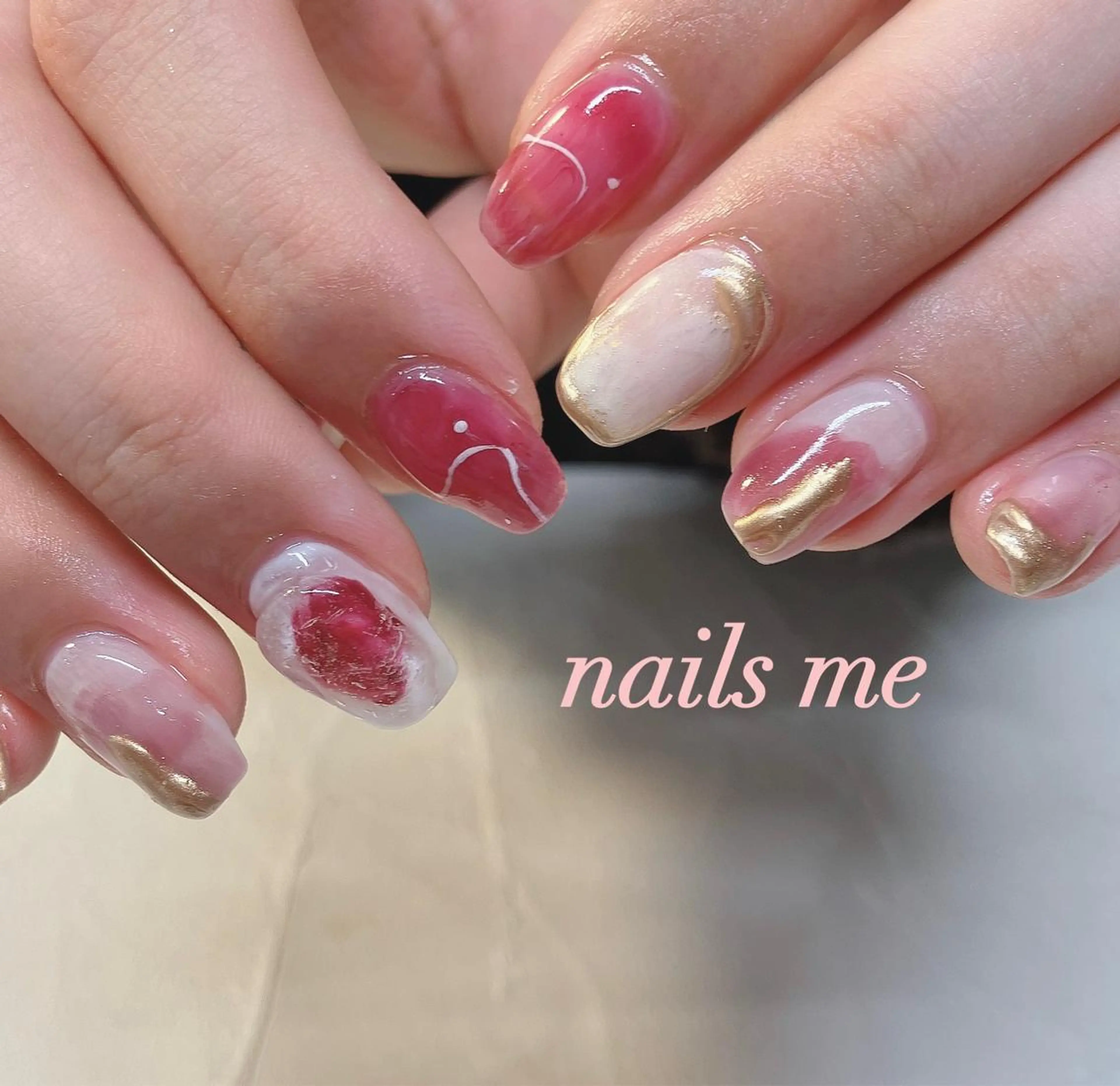 お任せ☺︎ぷる艶ニュアンスネイル(凹凸Art6本まで)ちぐはぐニュアンス🫶イメージ画像持込⭕️ドライケア込♡の写真