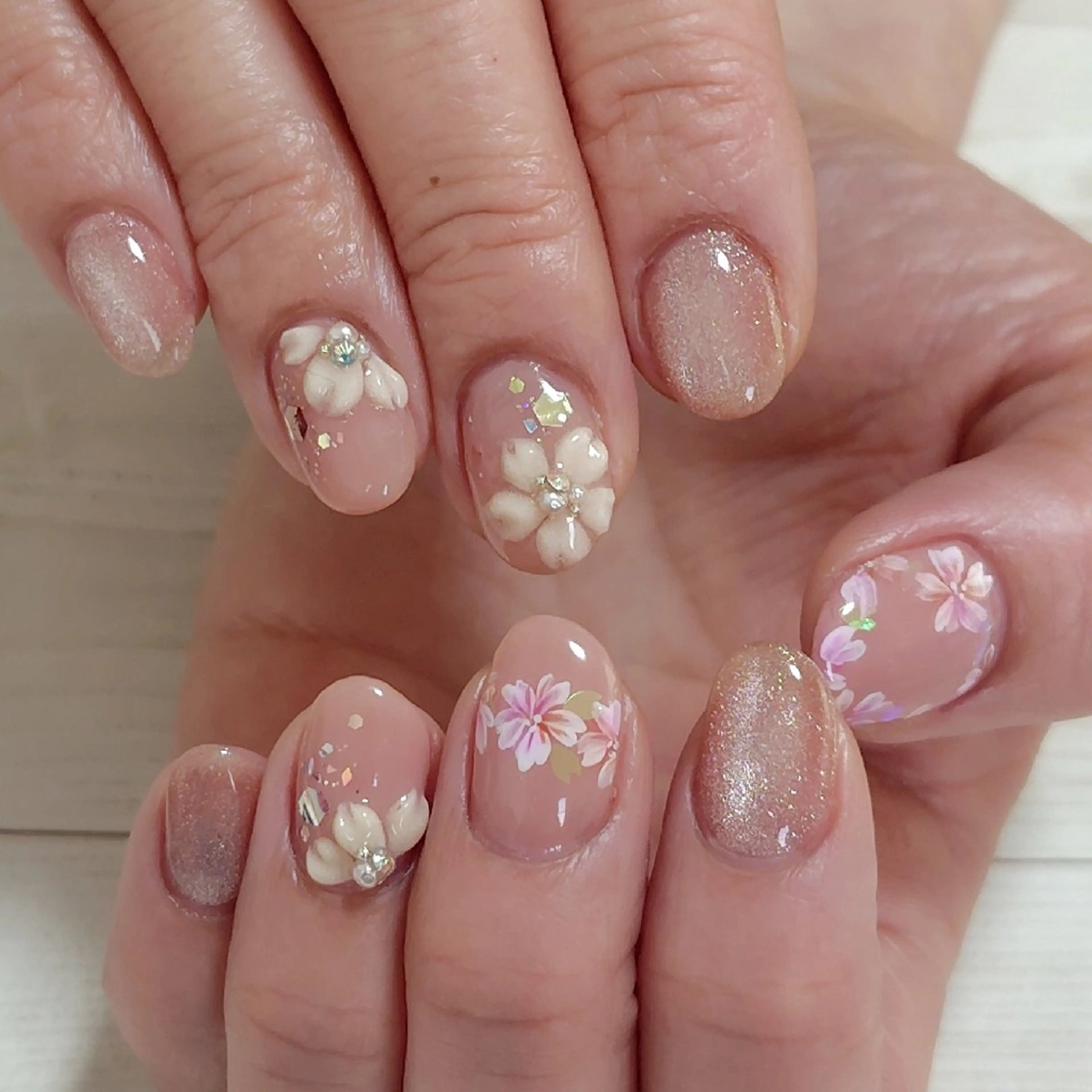 ネイル アートネイル 桜ネイル ぷっくりネイル ハンドネイル 池元 真由美のネイルデザイン