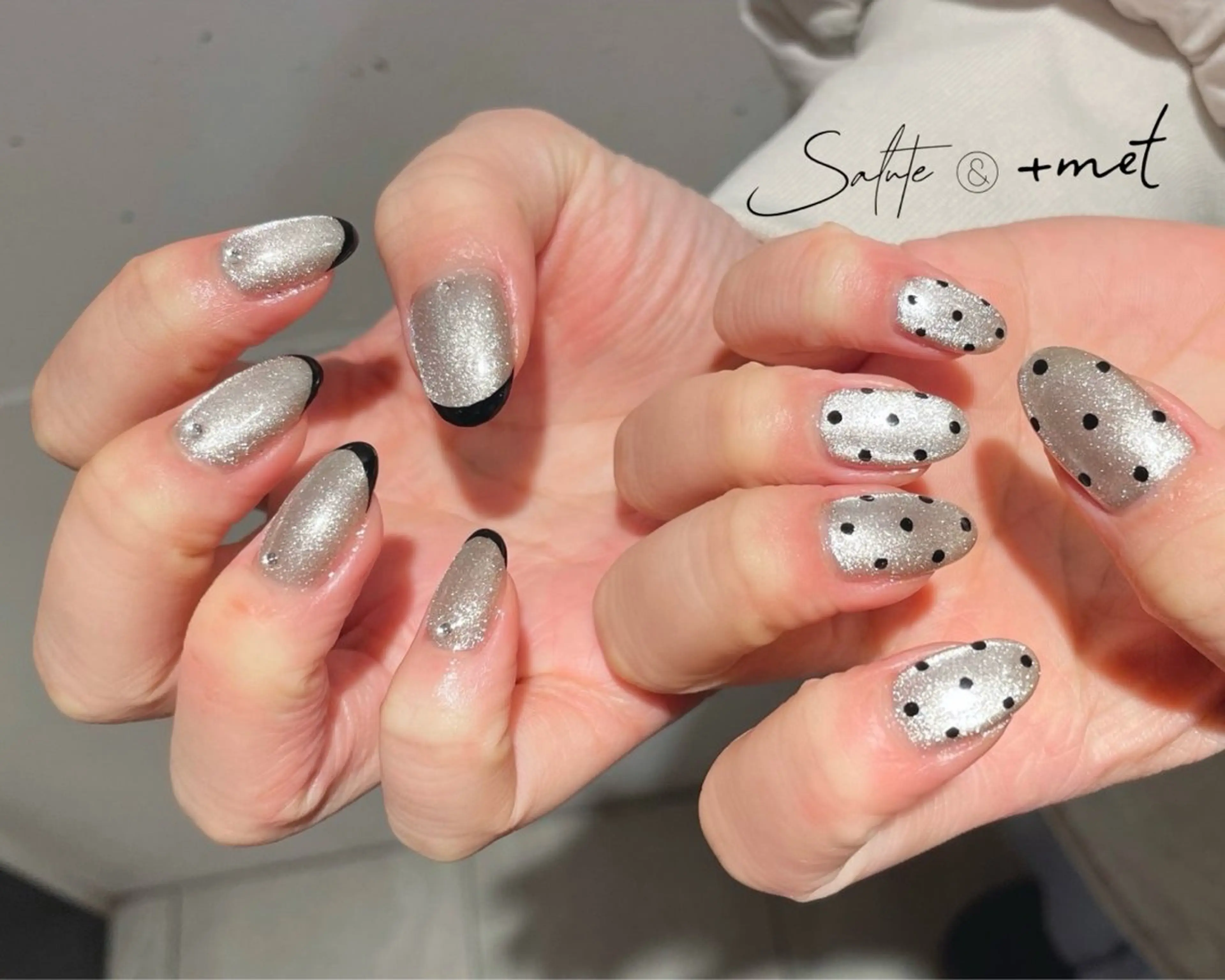 ネイル アートネイル ドット フレンチネイル ジェルネイル マグネットネイル ハンドネイル 堀内 美里のネイルデザイン
