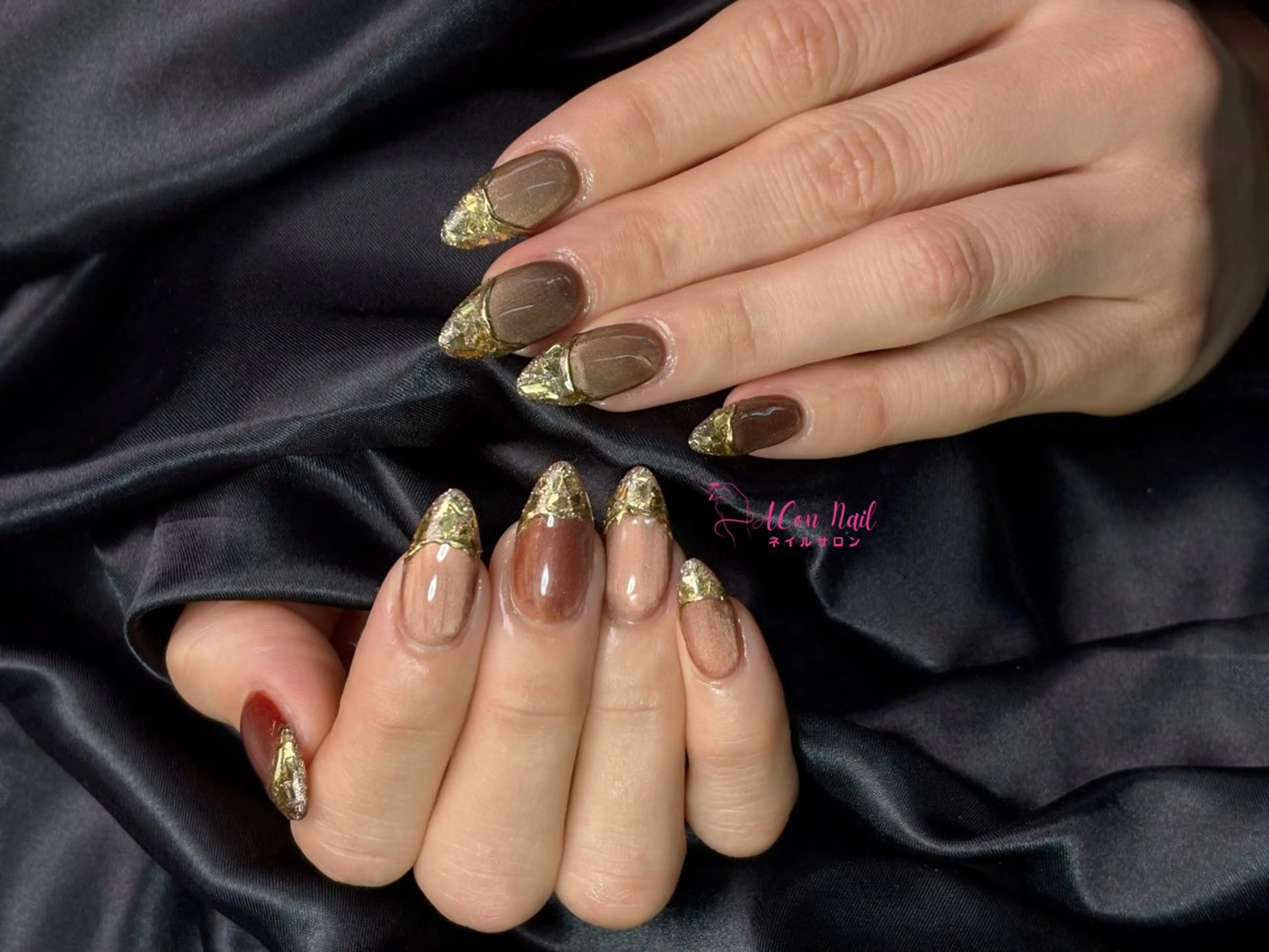 ネイル 桜ネイル 長さ出し フラワーネイル フレンチネイル ジェルネイル ハンドネイル ACon NailSalonのネイルデザイン