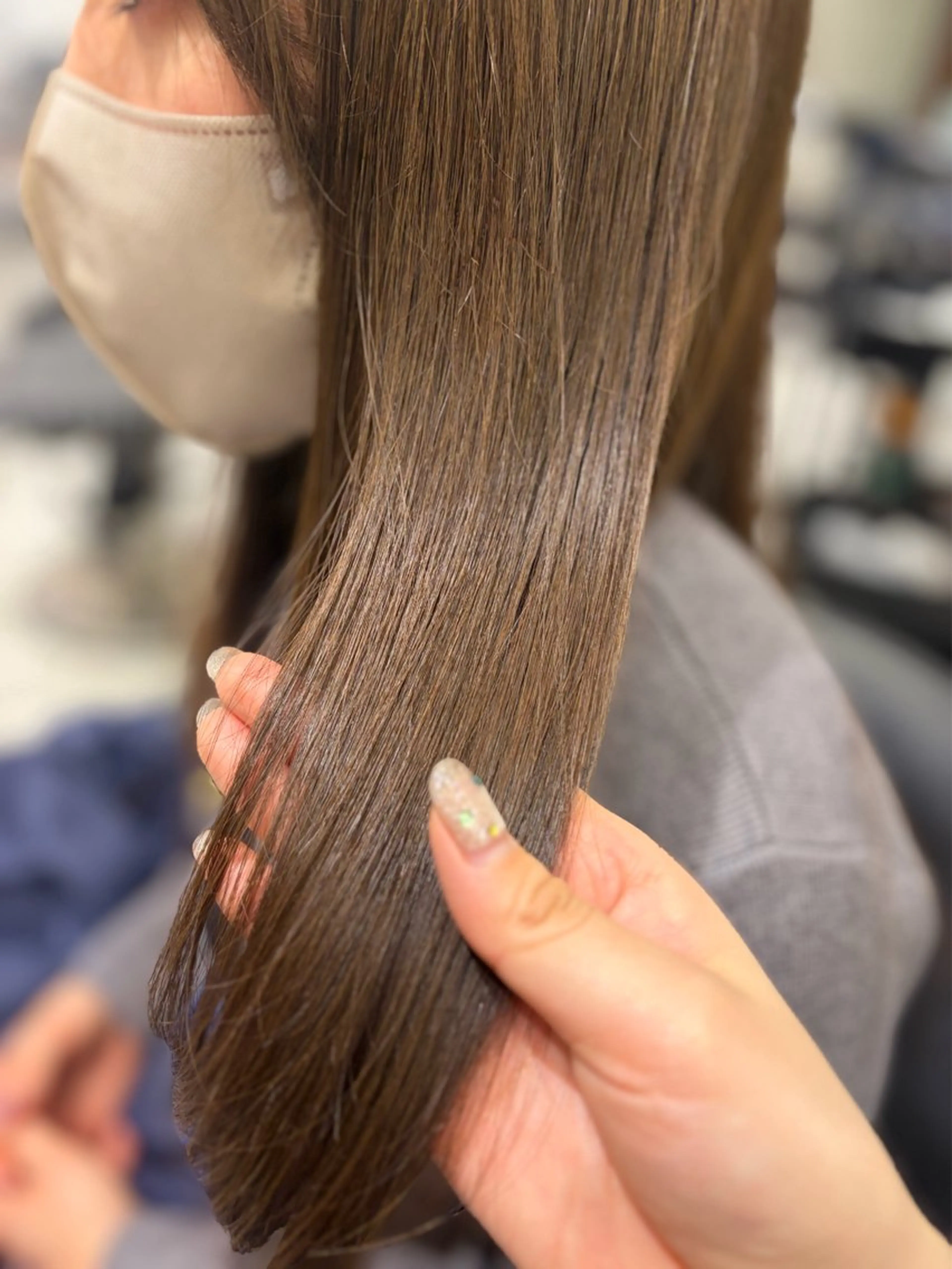 セミロング カラー セミロングパーマ ベージュカラー ブリーチ 透明感カラー ヘーゼル ヘアカラー トリートメント 🌸銀座No.1パー マ🌸いでいあやのヘアスタイル