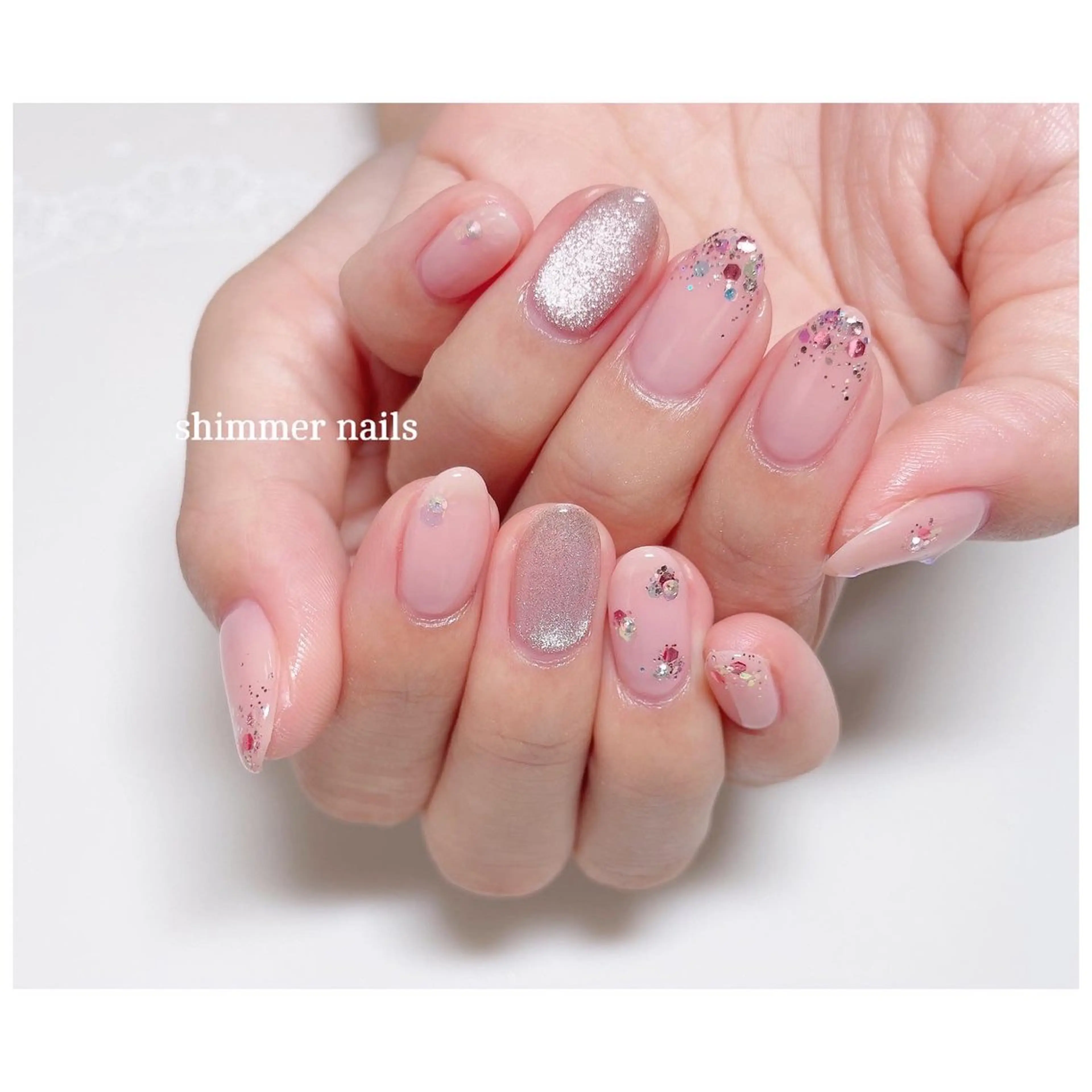 ネイル ピンク shimmer nailsのネイルデザイン