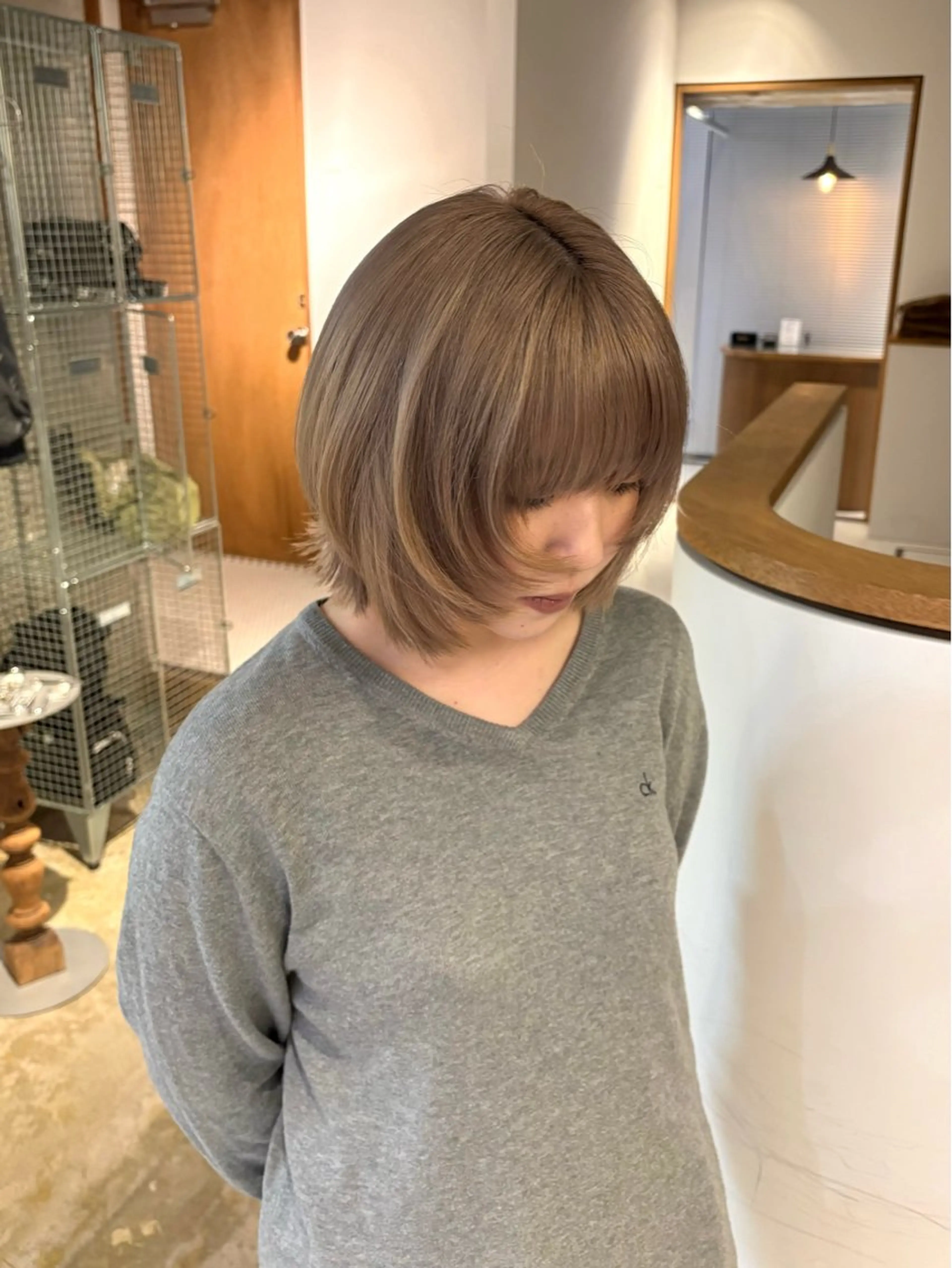 ショート カラー グレージュ ミルクティーグレージュ ヘアカラー 名駅/透明感カラー /masaki⠀のヘアスタイル