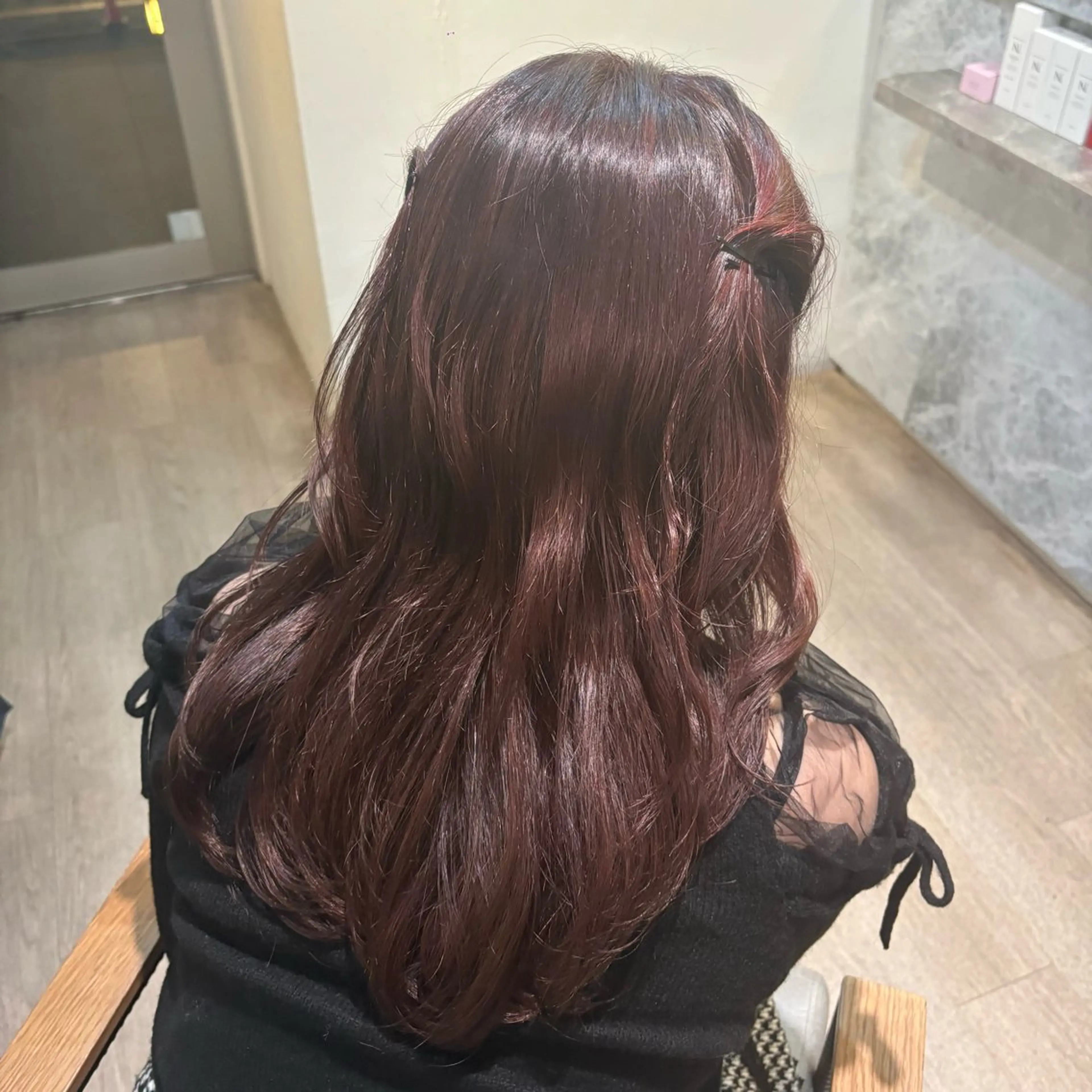 セミロング カラー ブラウンカラー ピンクカラー ピンクブラウン ヘアカラー トリートメント ゆ ののヘアスタイル